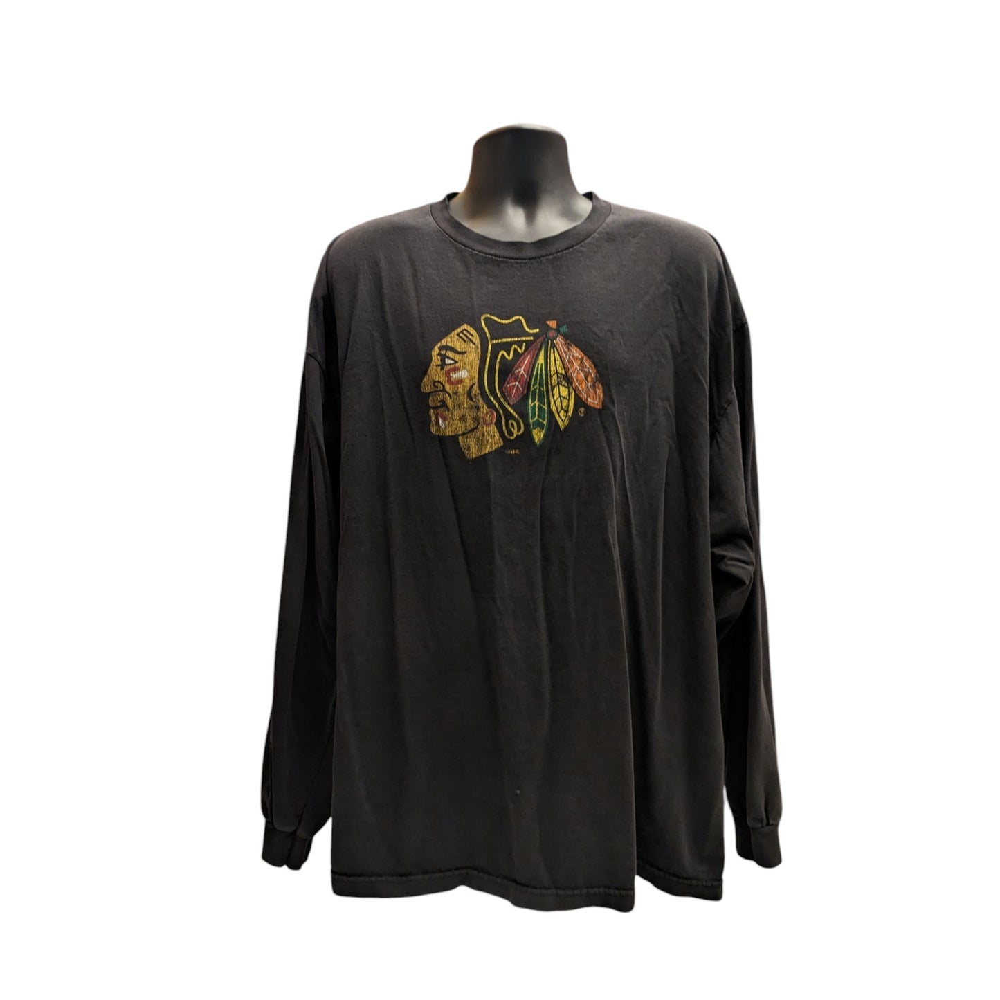 Vintage Antigua Chicago Blackhawks Shirt Men XL NHL Graphic Tee Long Sleeve