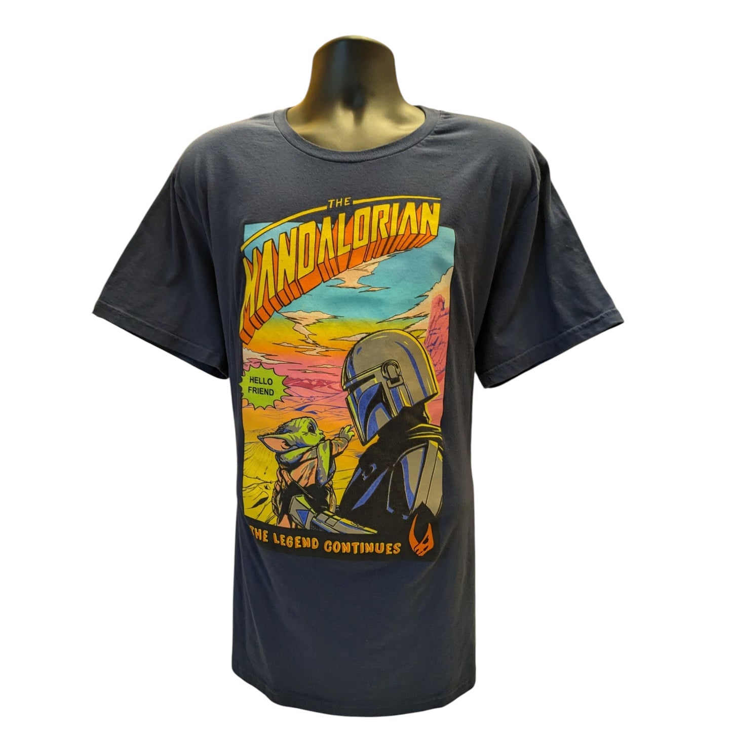 Disney Star Wars Mandalorian Men 2XL Short Sleeve Graphic Shirt Baby Yoda Grogu