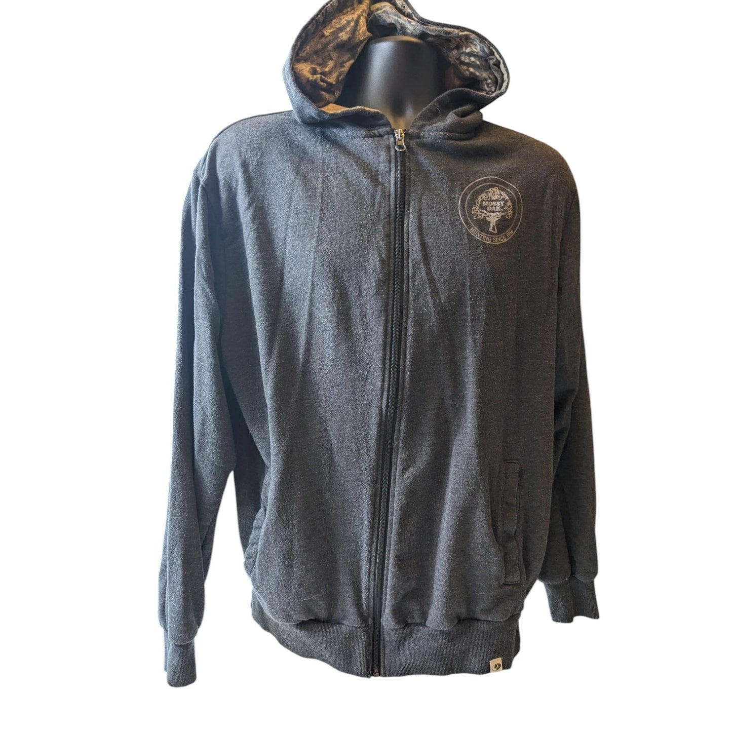 Mossy Oak Hoodie Men Large Camo Zip Outdoor Pullover Jacket Hiking Sweatshirt