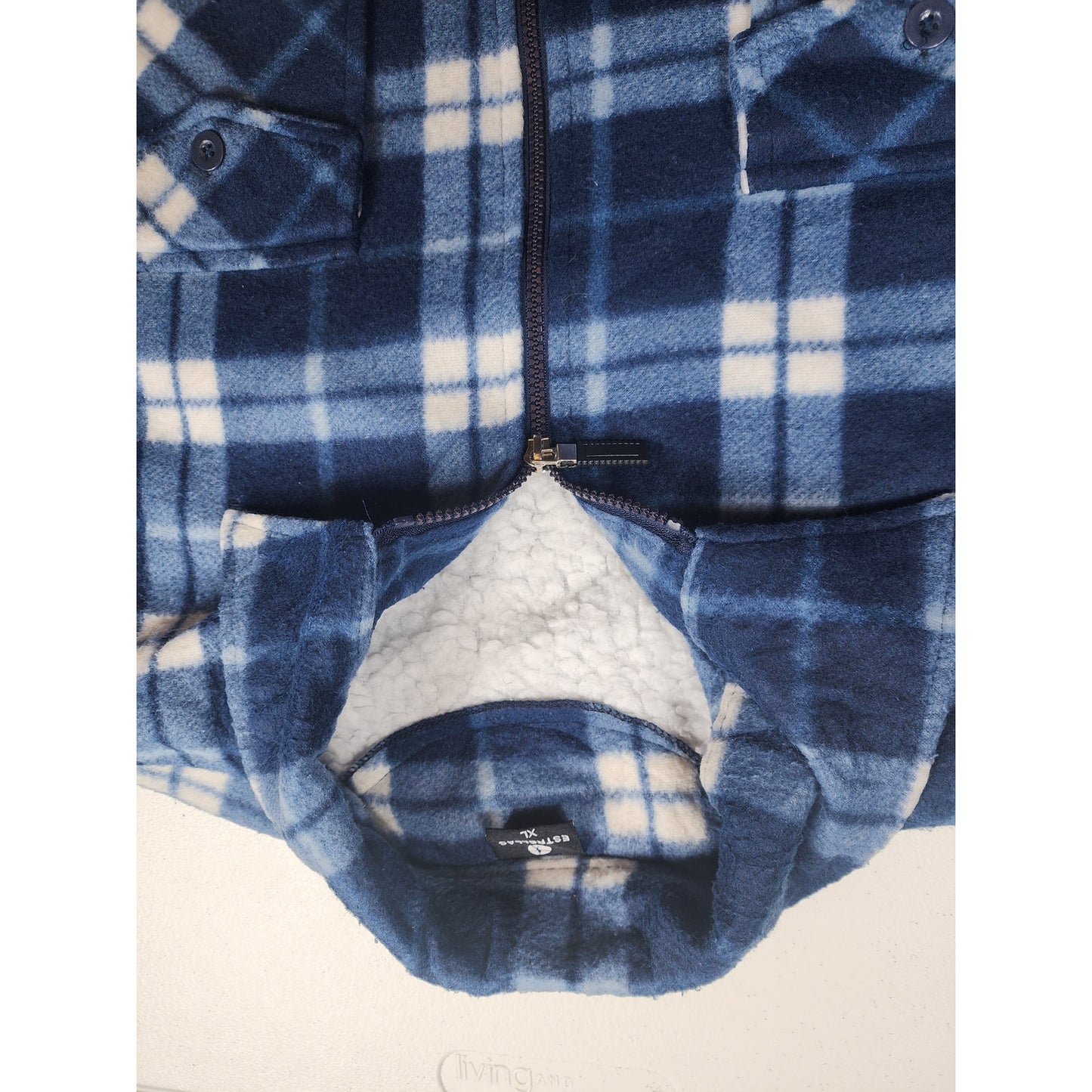 Estrellas Fleece Shirt Jacket Men XL Plaid Zip Sherpa Shacket Flannel Lumberjack