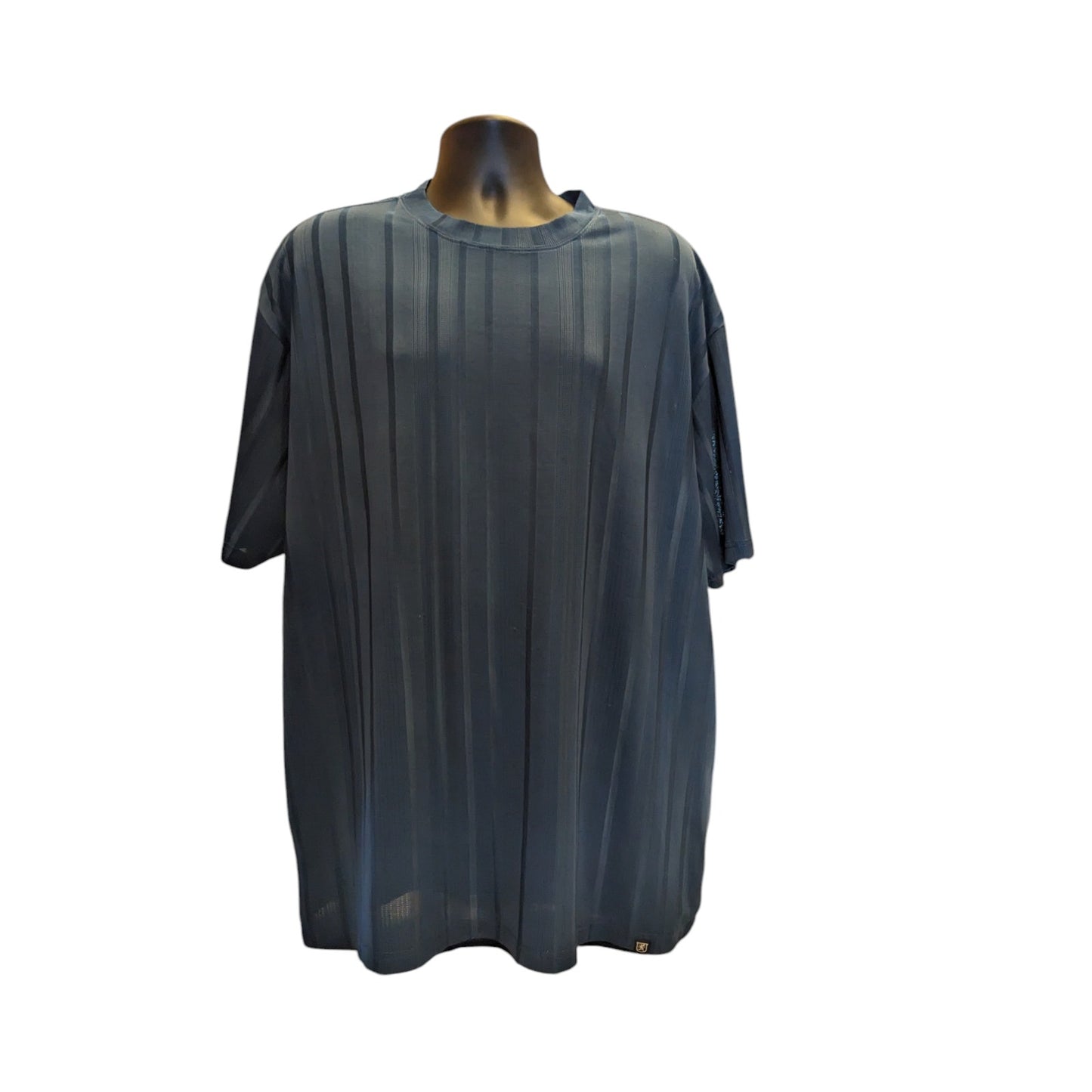 Stacy Adams Shirt Mens 3XLT Textured Blue Striped Short Sleeve Crew Neck