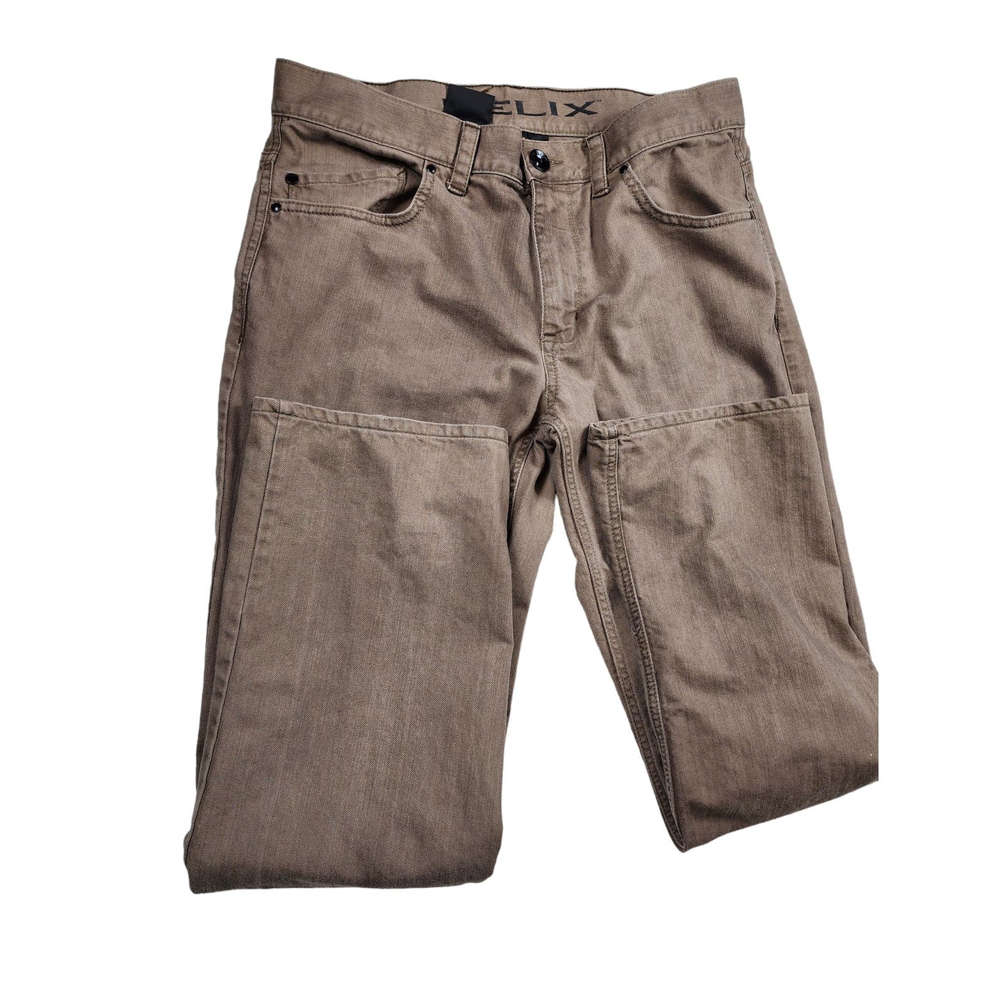 Helix Jeans Mens 32x30 Relaxed Straight N56 Casual Outdoors Belt Loops Brown