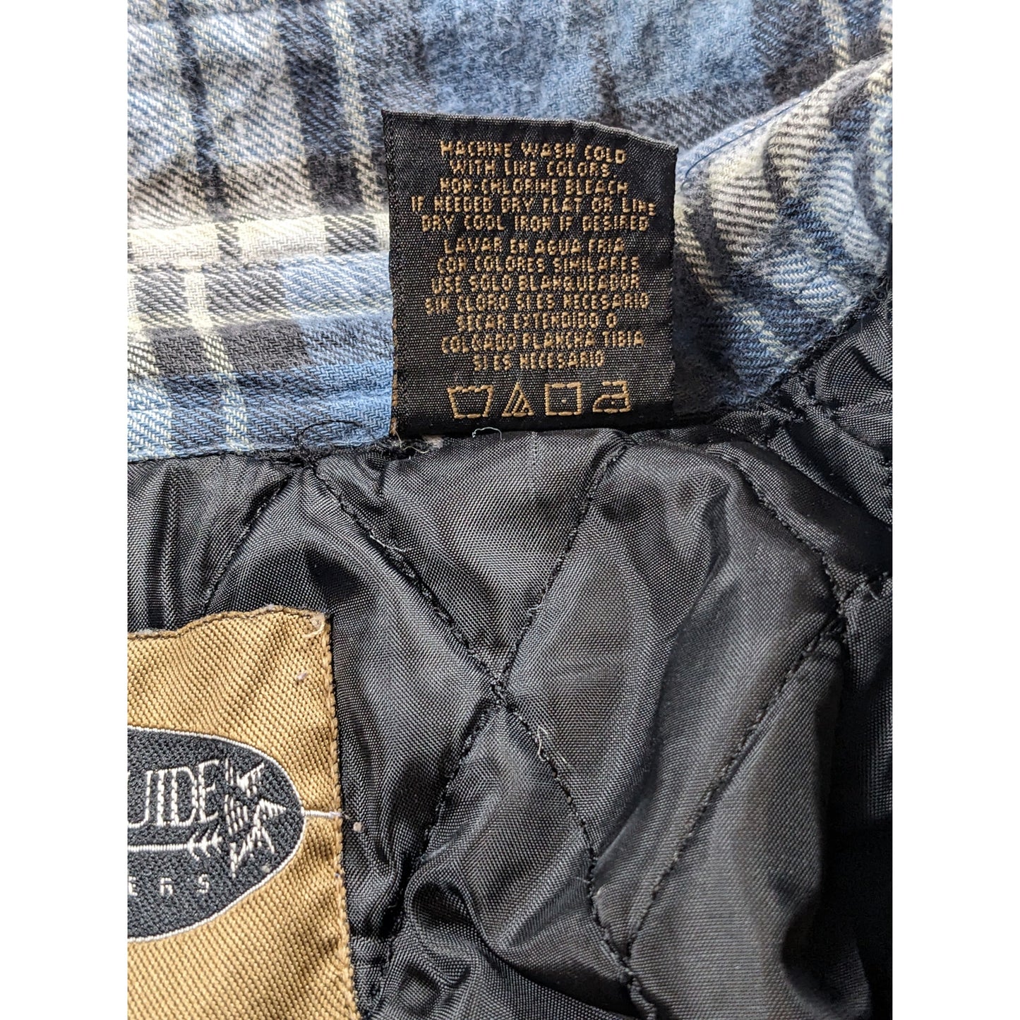 Canyon Guide Outfitters Quilted Flannel Jacket Mens Large Blue Plaid Shirt Coat