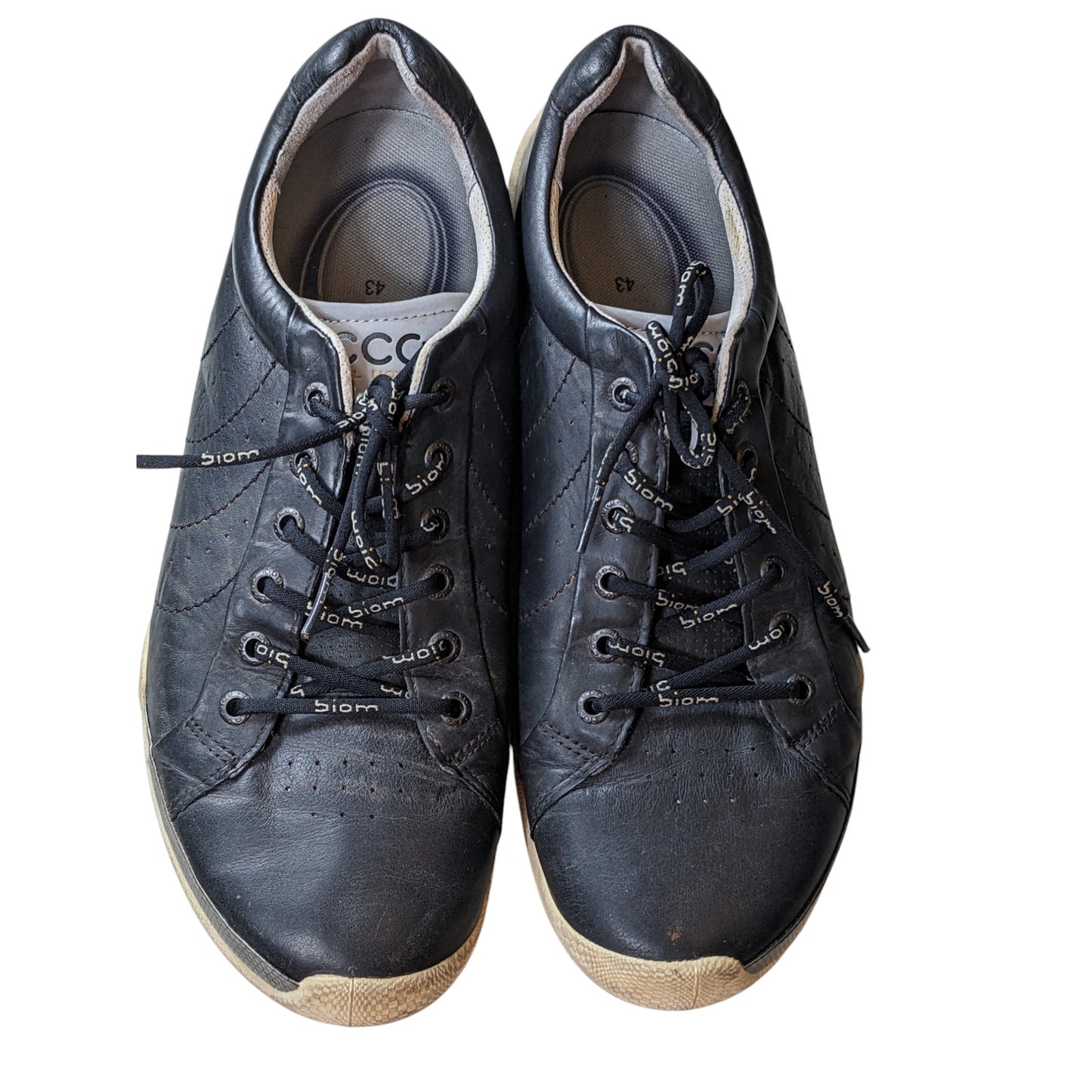 ECCO Biom Golf Shoes Mens 9-9.5 EU 43 Black Leather Low Top Comfort Sneakers