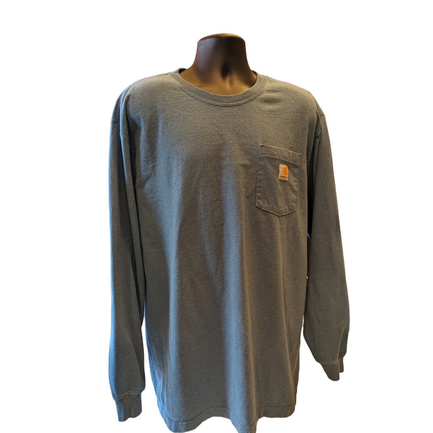 Carhartt Shirt Mens 2XL Blue Long Sleeve Original Fit Pocket Tee Workwear Rugged