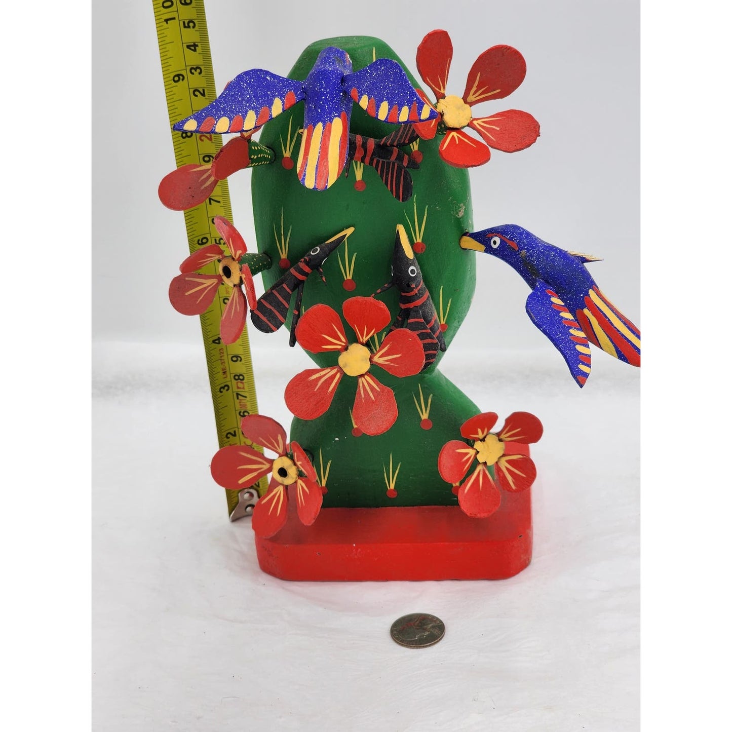 Alebrijes Oaxaca Cactus Birds Mexican Folk Art Colorful Hummingbird Flowers 9"