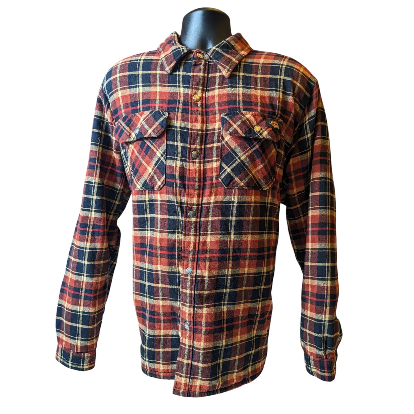 Dickies Sherpa Lined Flannel Jacket Mens XL Plaid Snap Warm Heavyweight Workwear