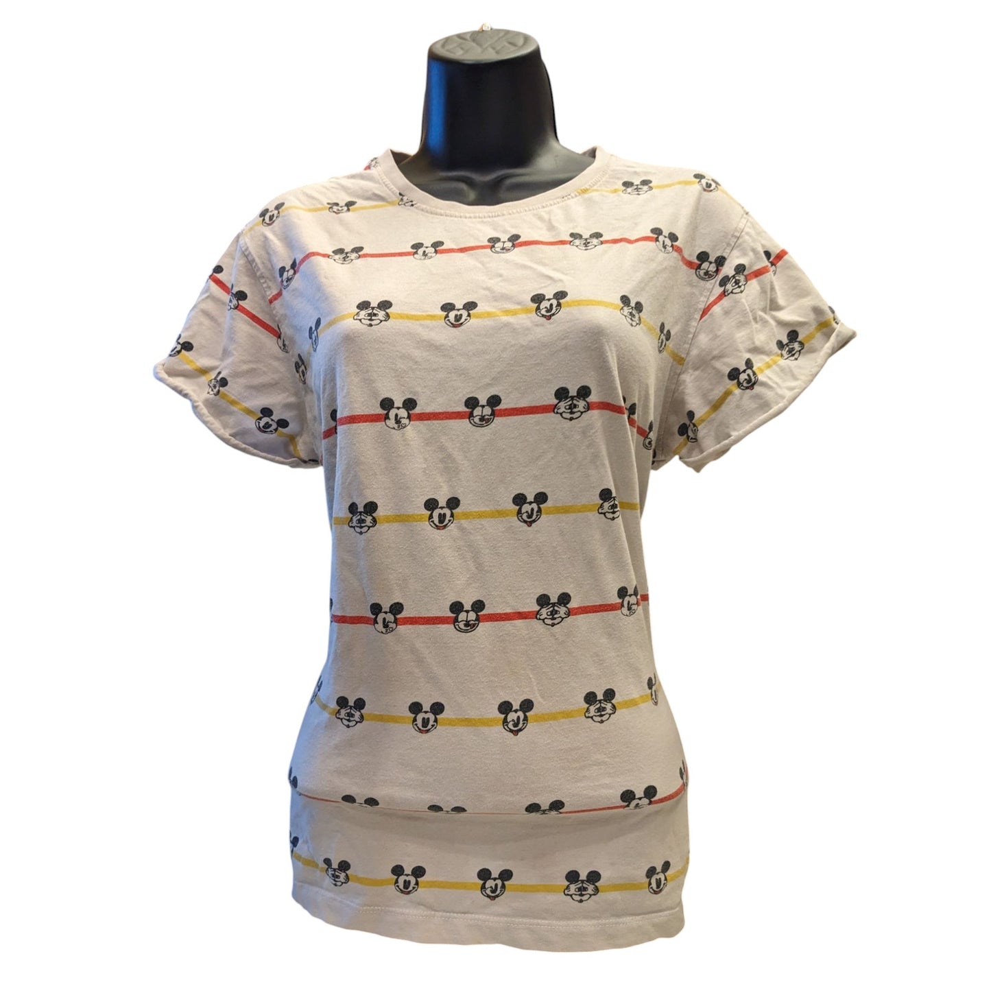 Bewakoof Mickey Mouse Faces Graphic T Shirt Women Small Disney Tee Cartoon Print