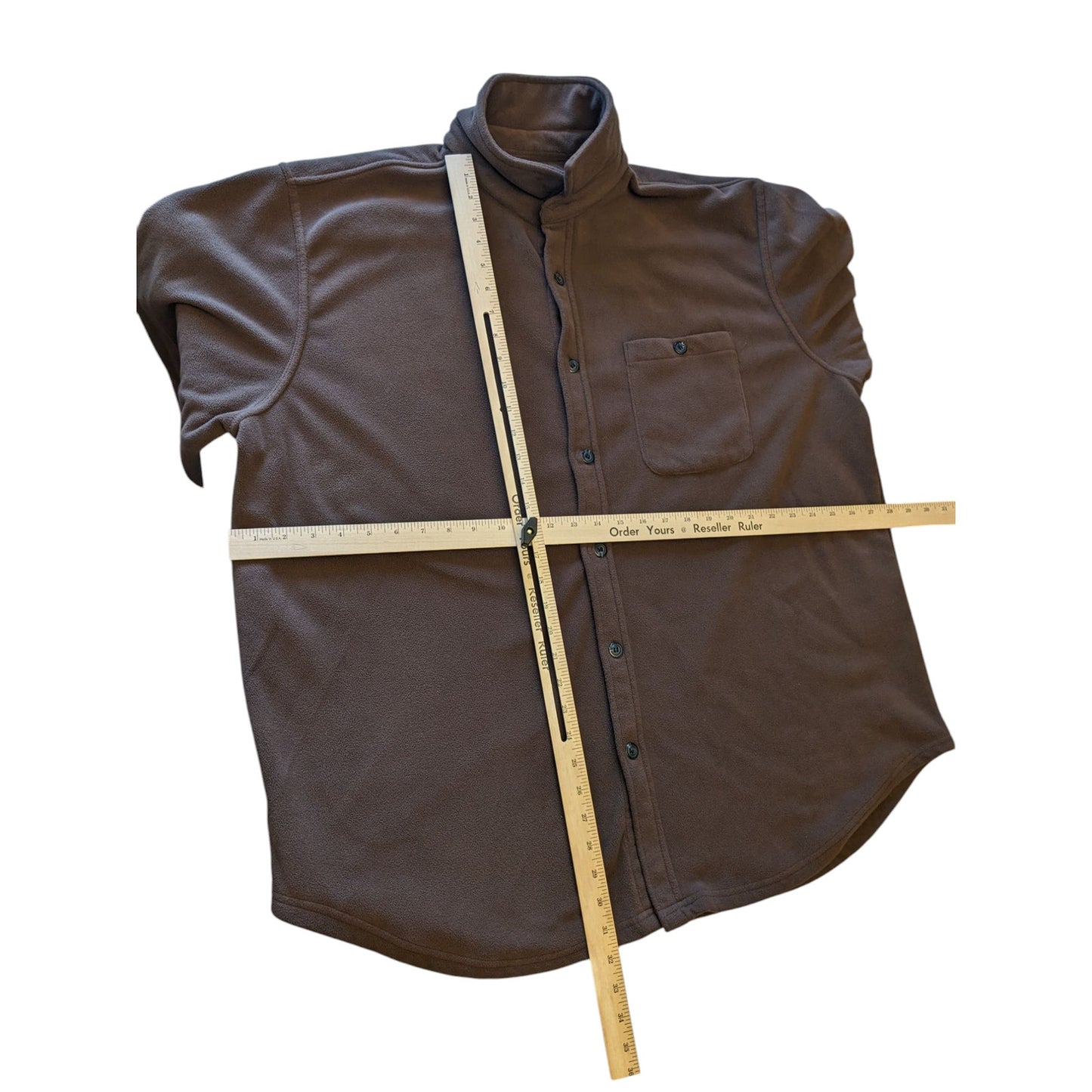 Route 66 Shirt Mens XL Brown Fleece Button Up Long Sleeve Jacket Overshirt Layer