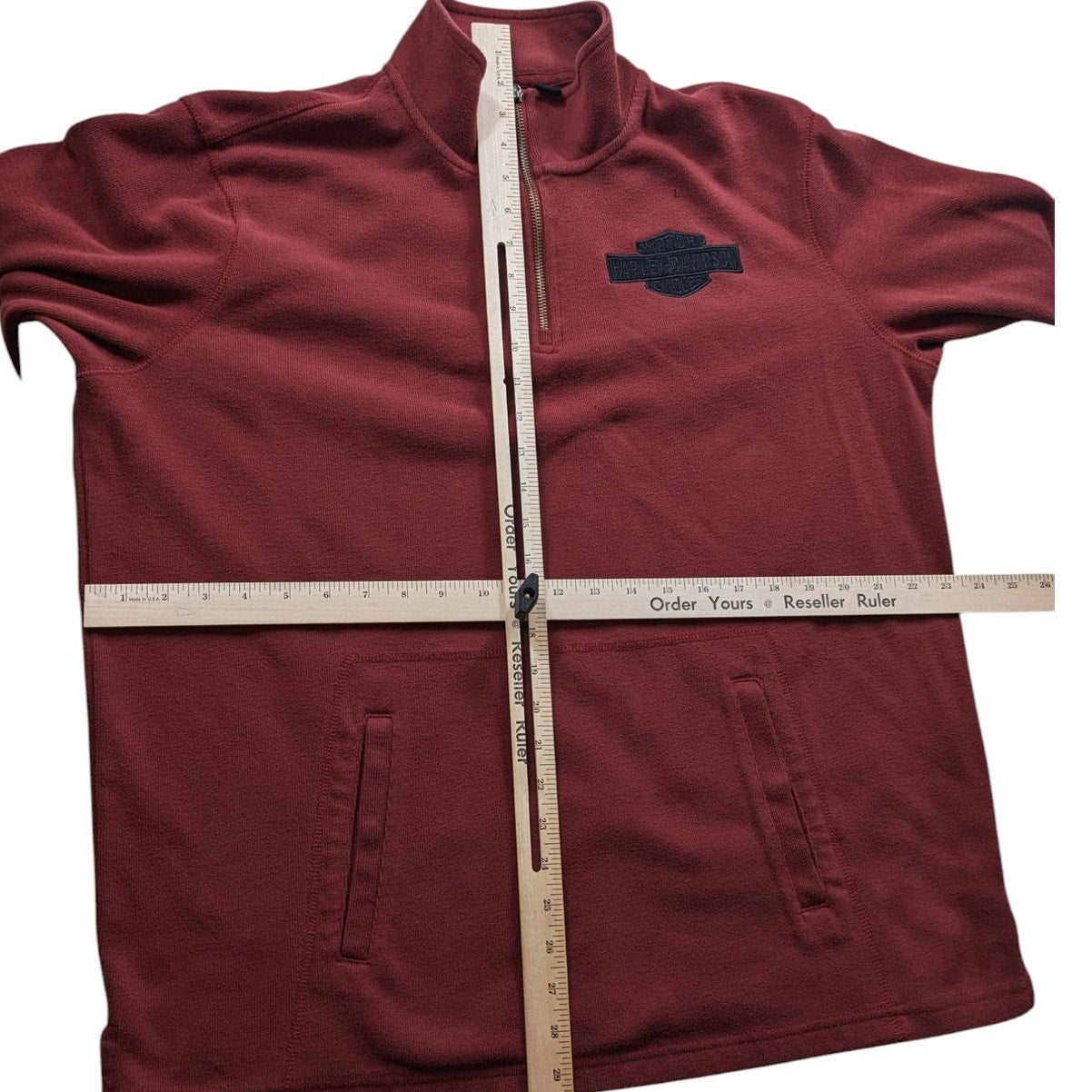Harley Davidson Sweatshirt Men XL Fitted Women XL Zip Pullover Burgundy Maroon