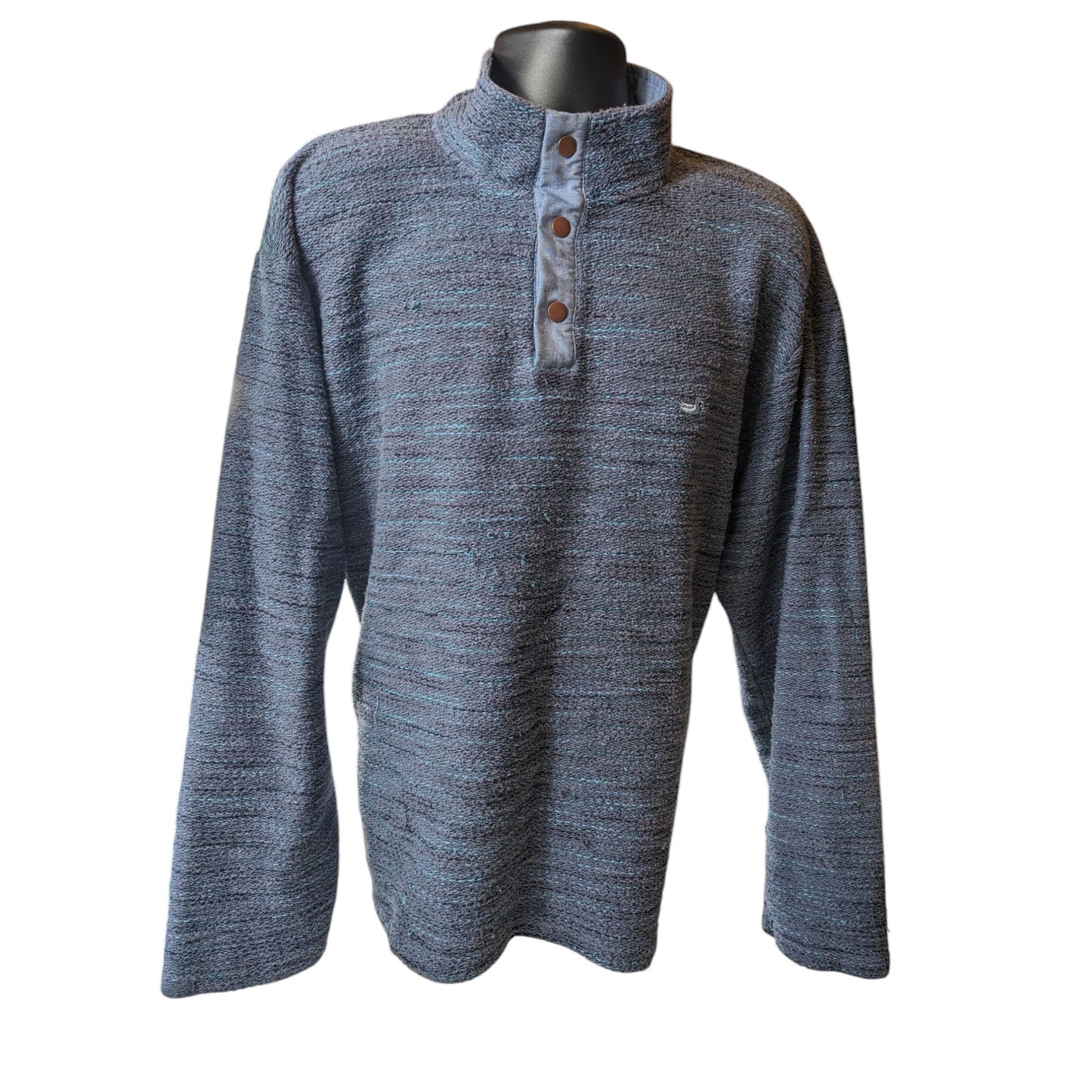 Southern Marsh Sweater Mens XL Pullover Blue Quarter Snap Mock Neck Preppy