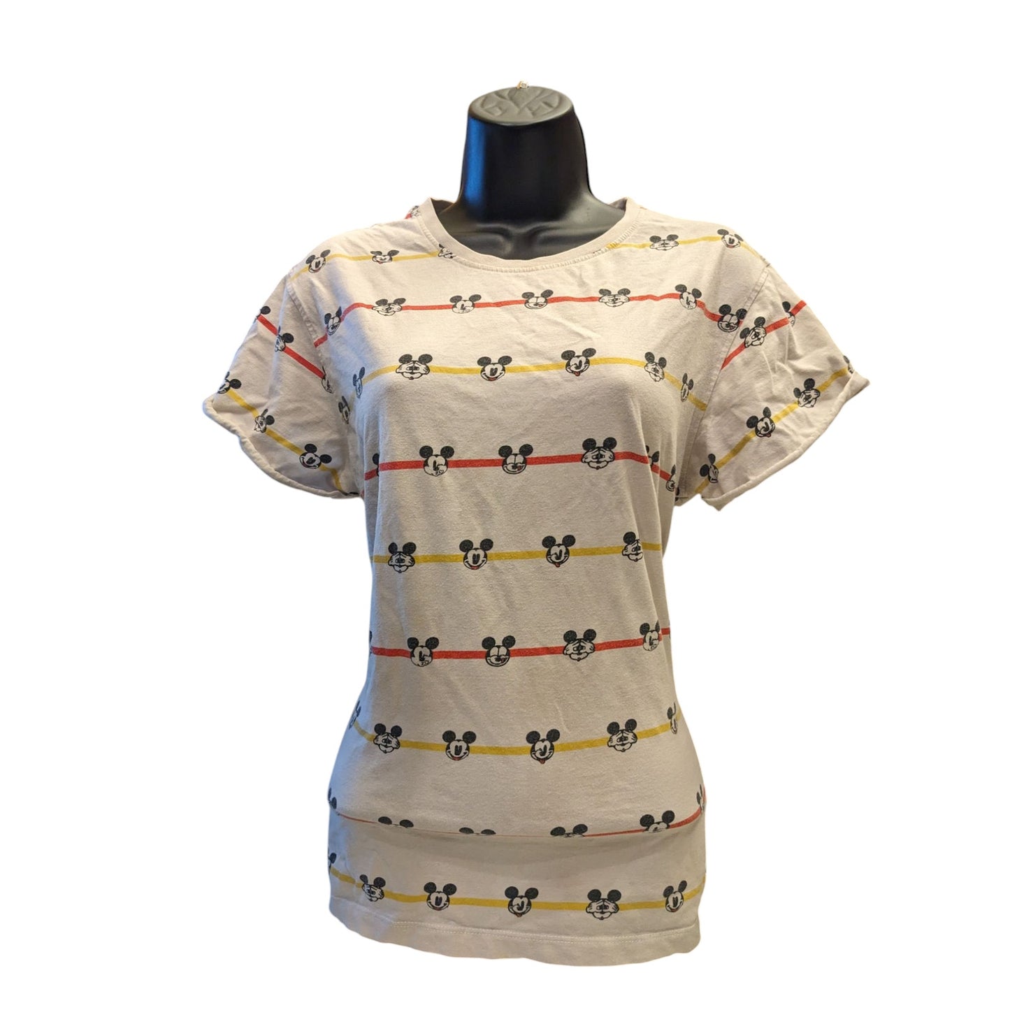Bewakoof Mickey Mouse Faces Graphic T Shirt Women Small Disney Tee Cartoon Print