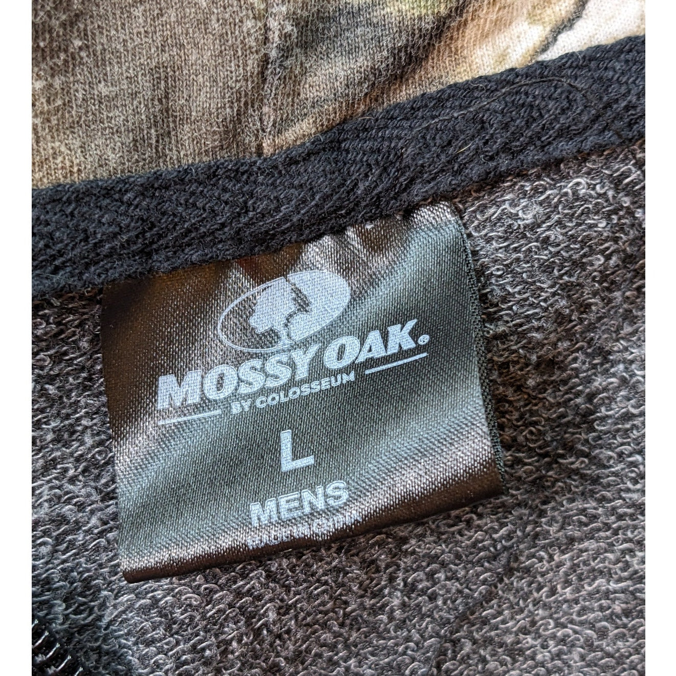 Mossy Oak Hoodie Men Large Camo Zip Outdoor Pullover Jacket Hiking Sweatshirt