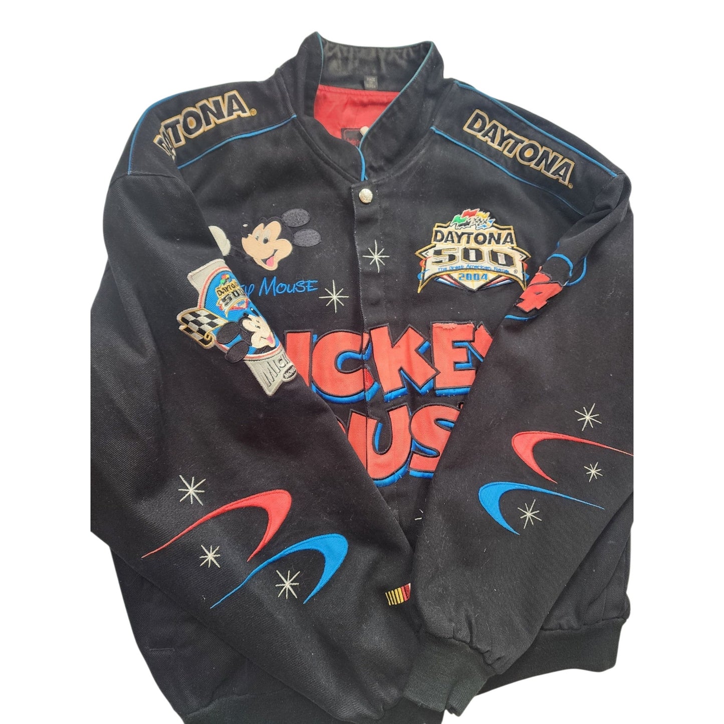 Disney Jeff Hamilton Jacket Mens Large Mickey Daytona NASCAR Embroidered Bomber