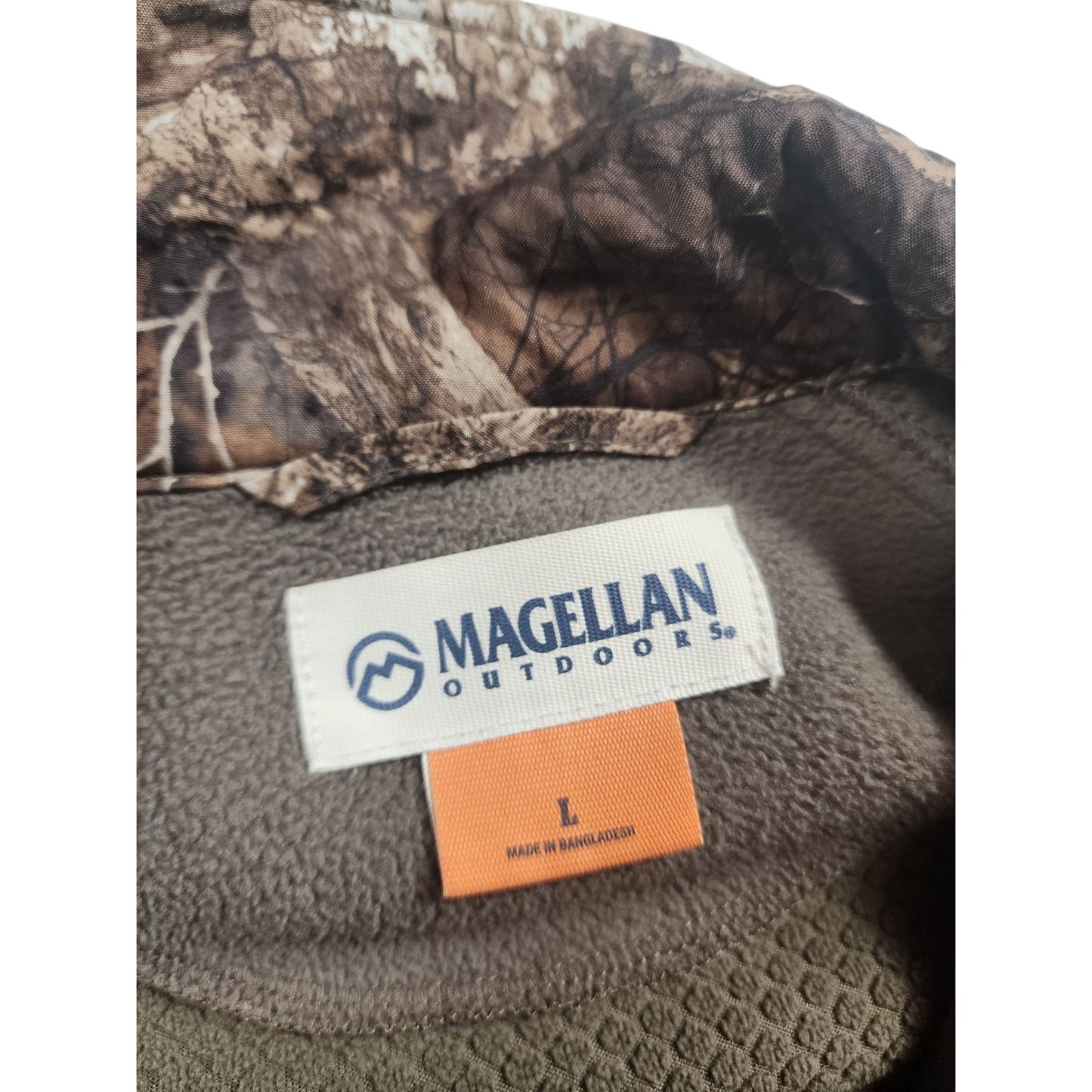 Magellan Outdoors Mens Large Realtree Edge Camo Zip Fleece Jacket Hunting Hiking