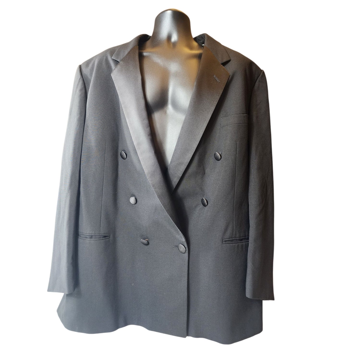 Perry Ellis Double Breasted Suit Jacket 50 Long Tuxedo Style Formal Blazer USA