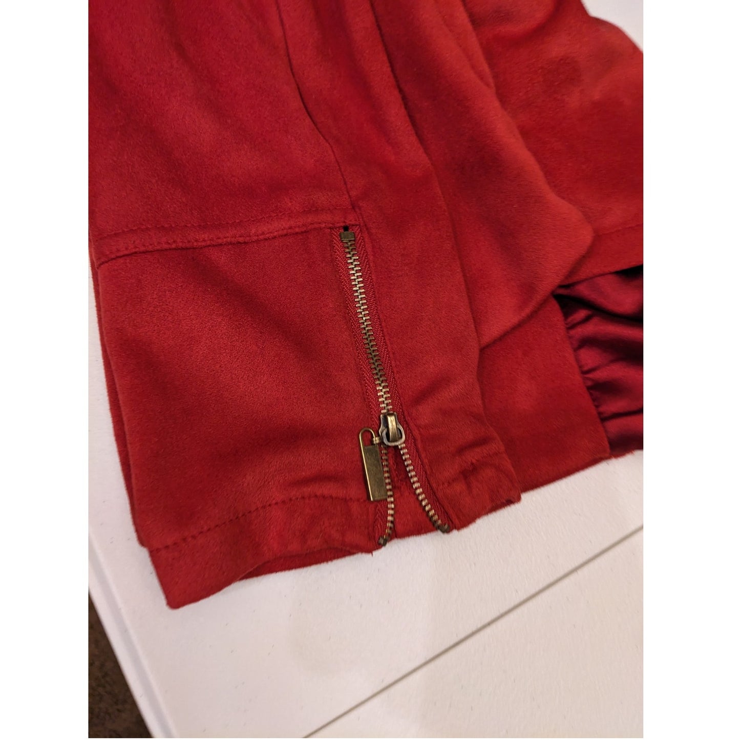 Yest Jacket Womens 10 Red Full Zip Up Stylish Lightweight Outerwear Chic Pockets