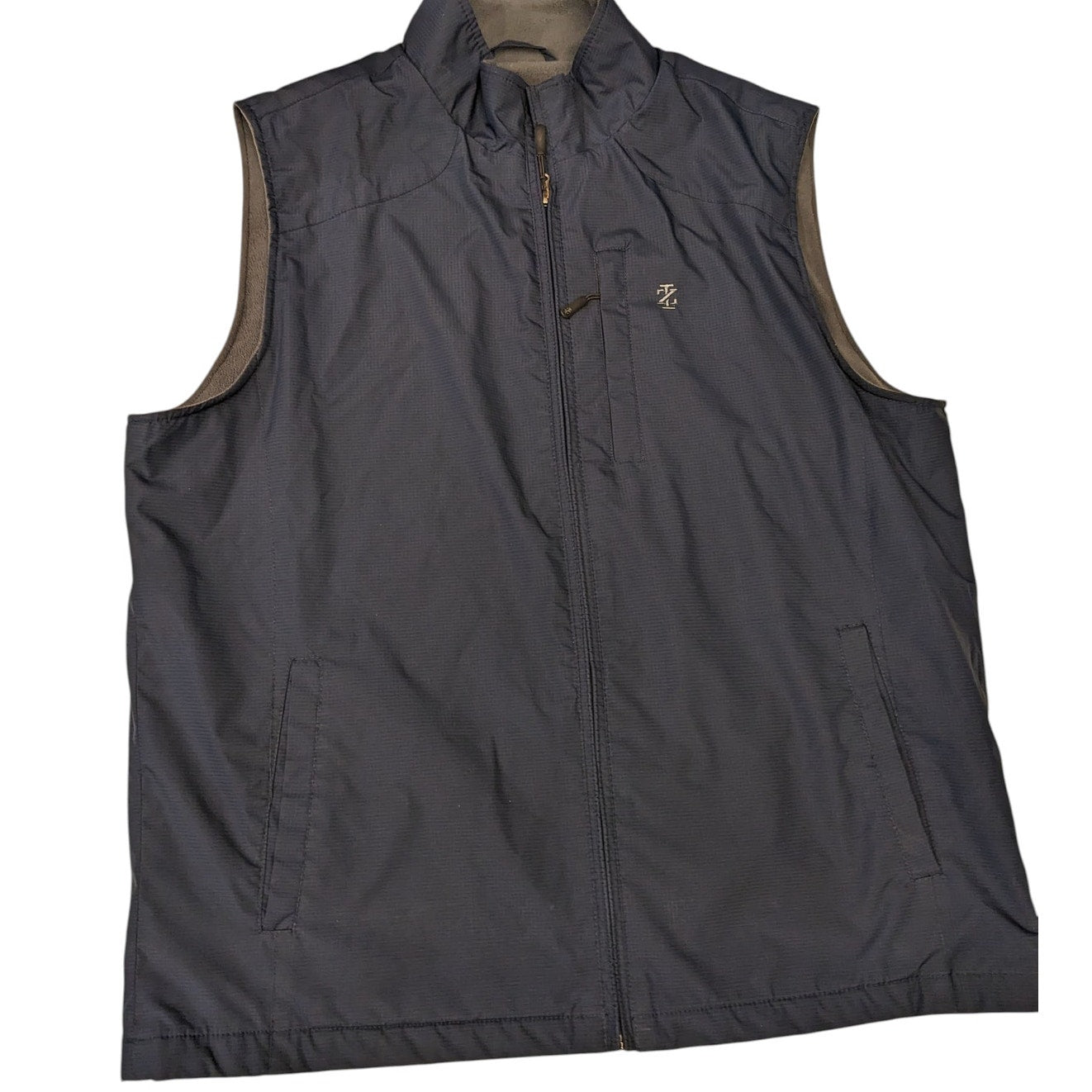 IZOD Fleece Lined Windbreaker Vest Mens Large Midnight Zip Up Golf Layer 606424