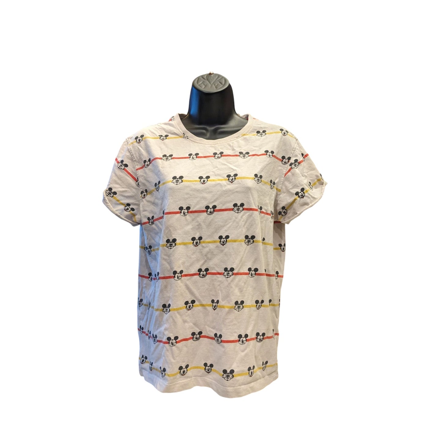 Bewakoof Mickey Mouse Faces Graphic T Shirt Women Small Disney Tee Cartoon Print