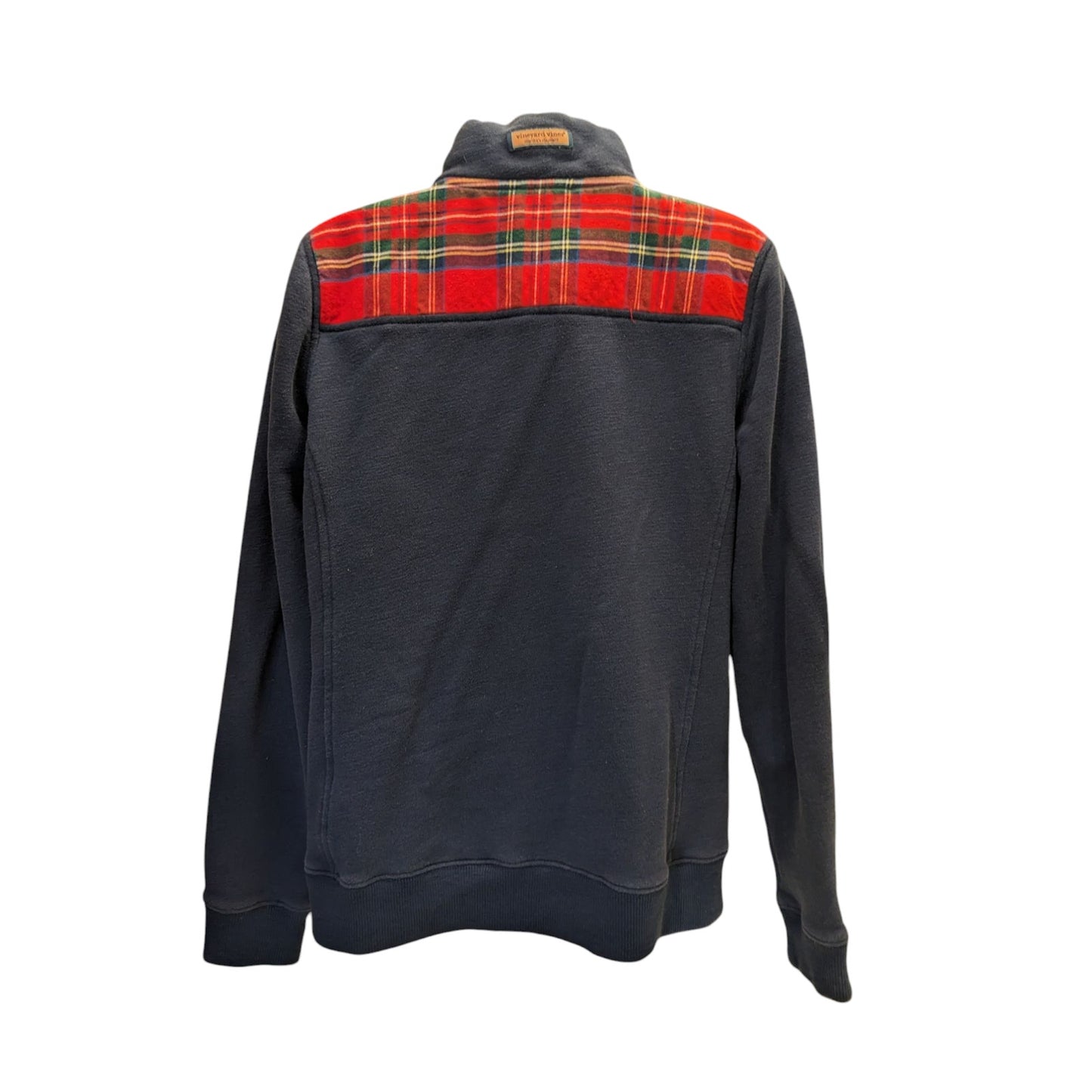 Vineyard Vines Pullover Women Medium Plaid Shoulder Sweatshirt Martha Cottage