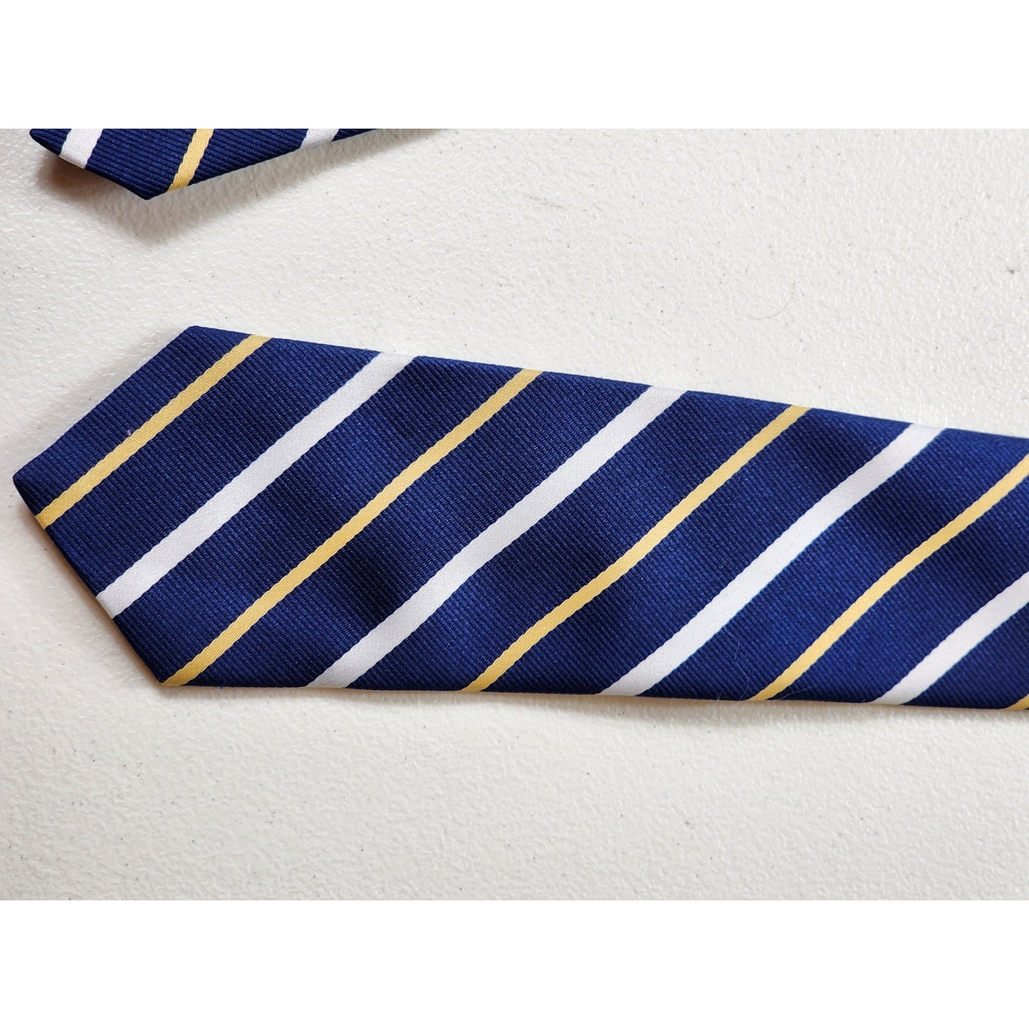Vintage Designer Creations Mens Tie Necktie Blue Yellow White Stripes Office