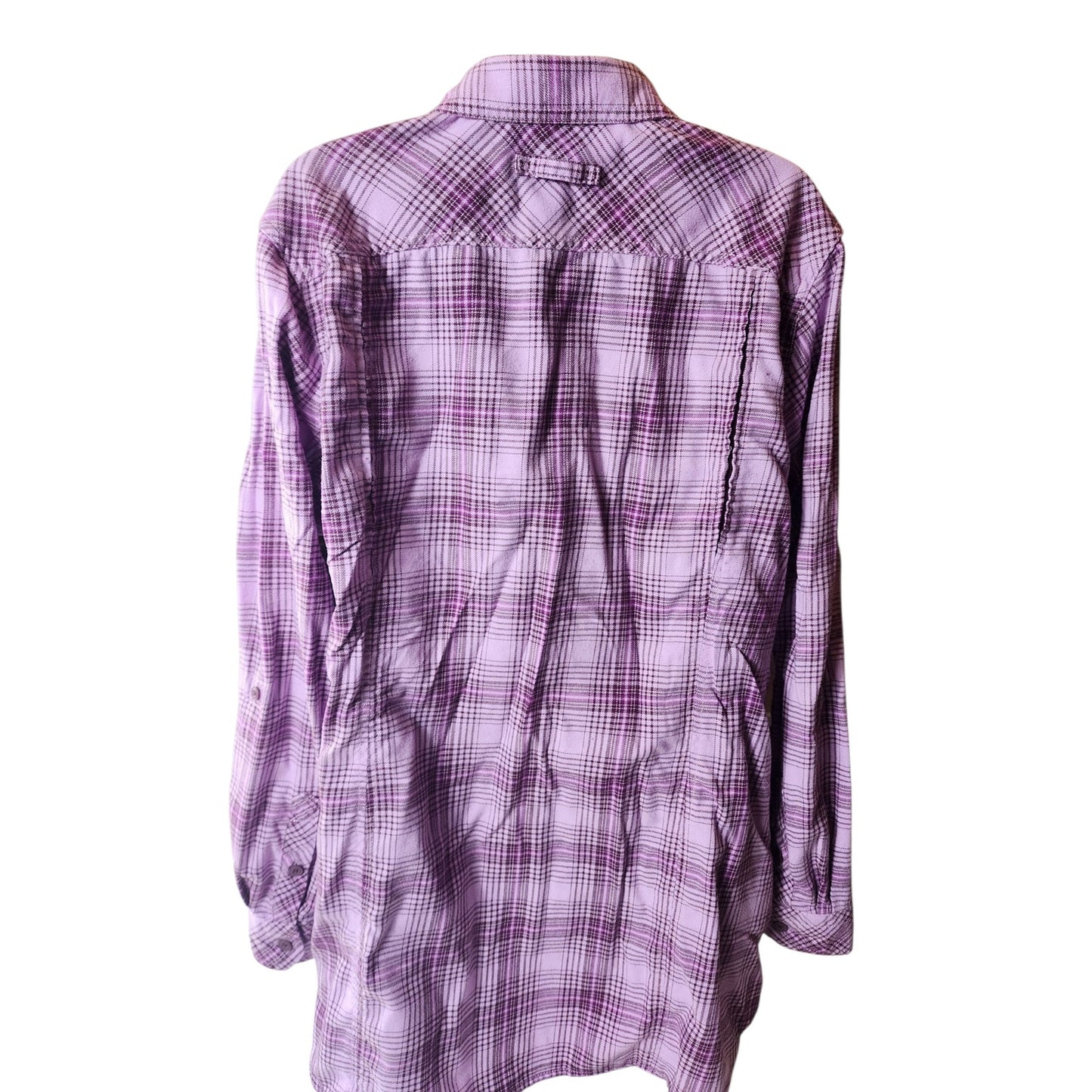 Duluth Trading Shirt Women XL Purple Plaid Button Front Long Sleeve Western Top