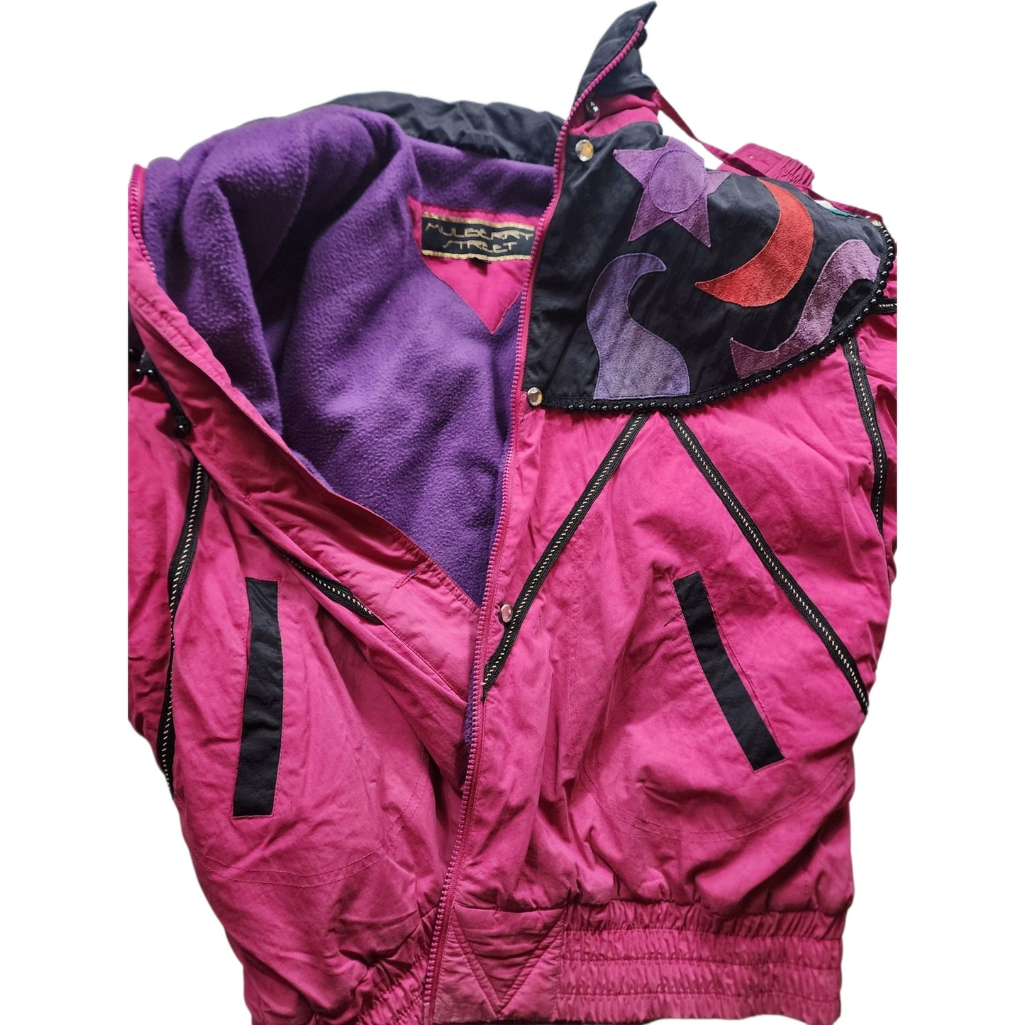 Mulberry Street Ski Jacket Womens Medium Colorblock Fleece Winter 80s 90 Vibes