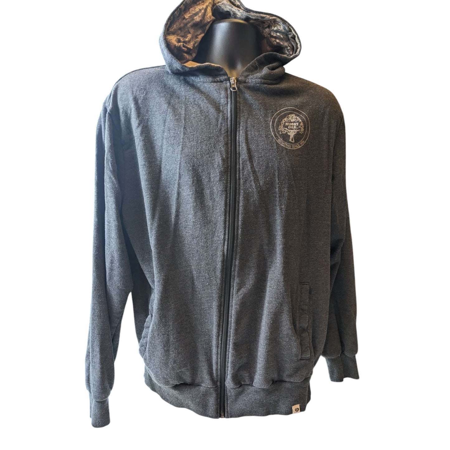 Mossy Oak Hoodie Men Large Camo Zip Outdoor Pullover Jacket Hiking Sweatshirt