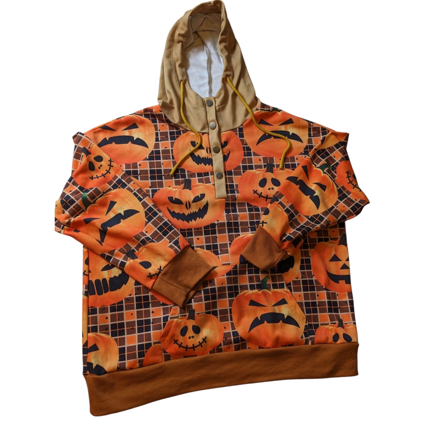 Misslook Halloween Hoodie Womens XL Pumpkin Jack O Lantern Pullover Sweatshirt