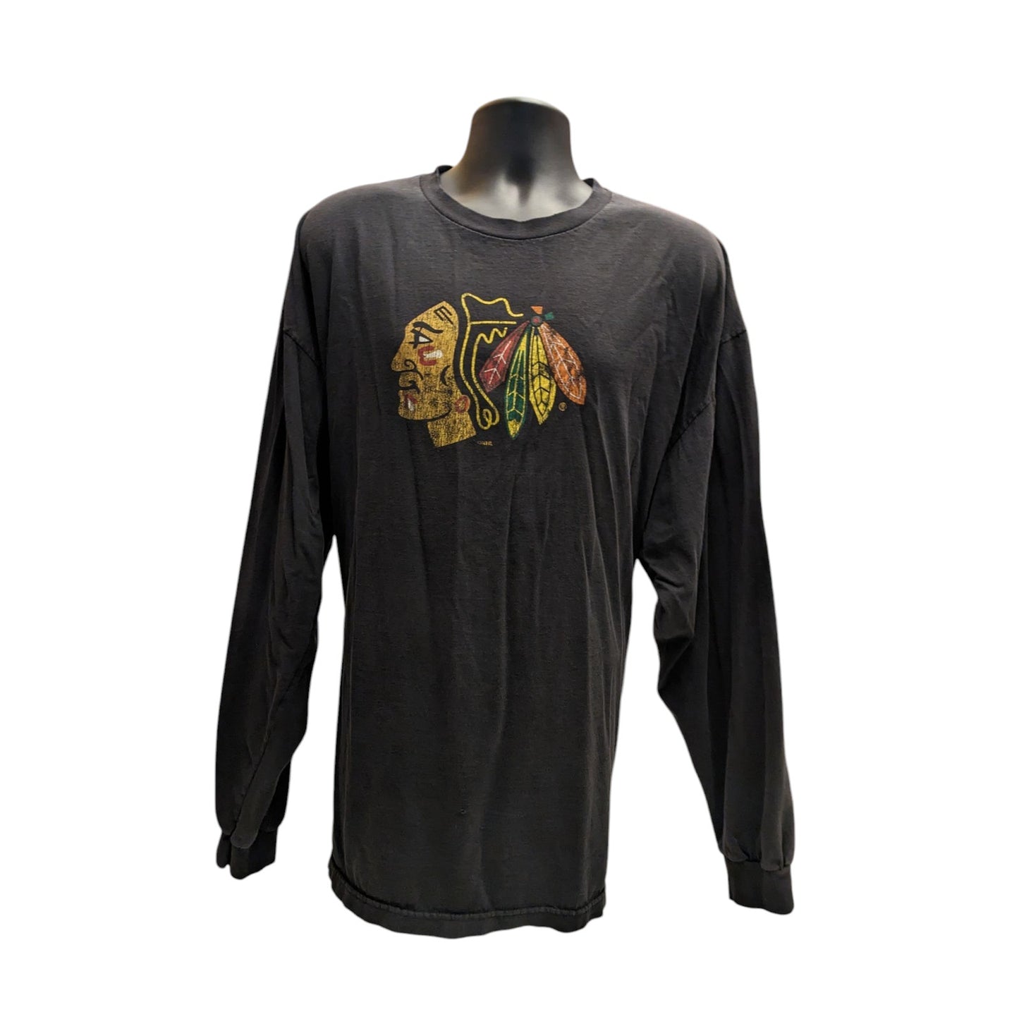 Vintage Antigua Chicago Blackhawks Shirt Men XL NHL Graphic Tee Long Sleeve