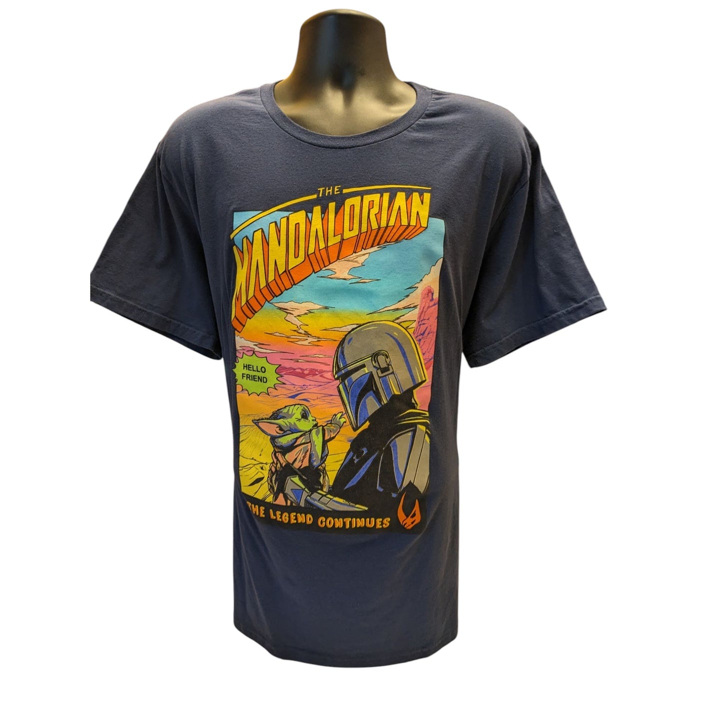 Disney Star Wars Mandalorian Men 2XL Short Sleeve Graphic Shirt Baby Yoda Grogu