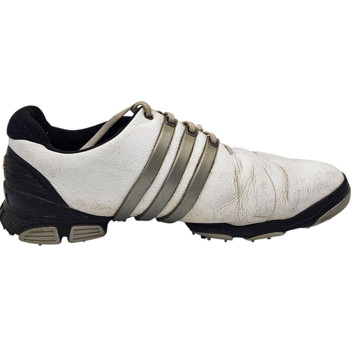 Adidas Golf Shoes Tour360 Mens 9 White Leather FitFOAM Climaproof Spiked 791003