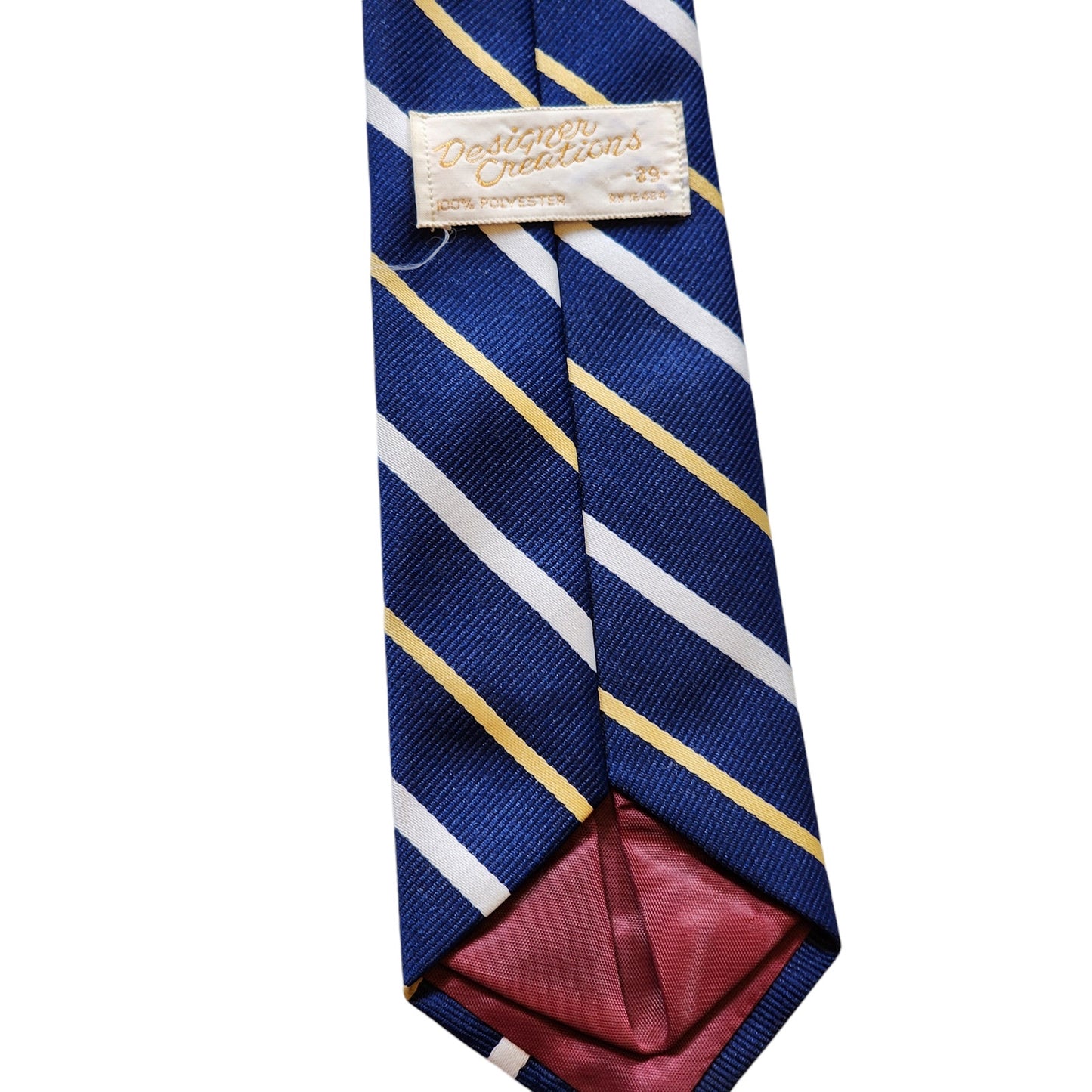 Vintage Designer Creations Mens Tie Necktie Blue Yellow White Stripes Office
