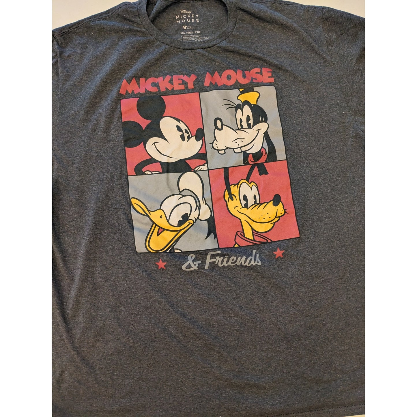 Disney Mickey Mouse Friends Shirt Mens XXL Goofy Donald Pluto Short Graphic Tee