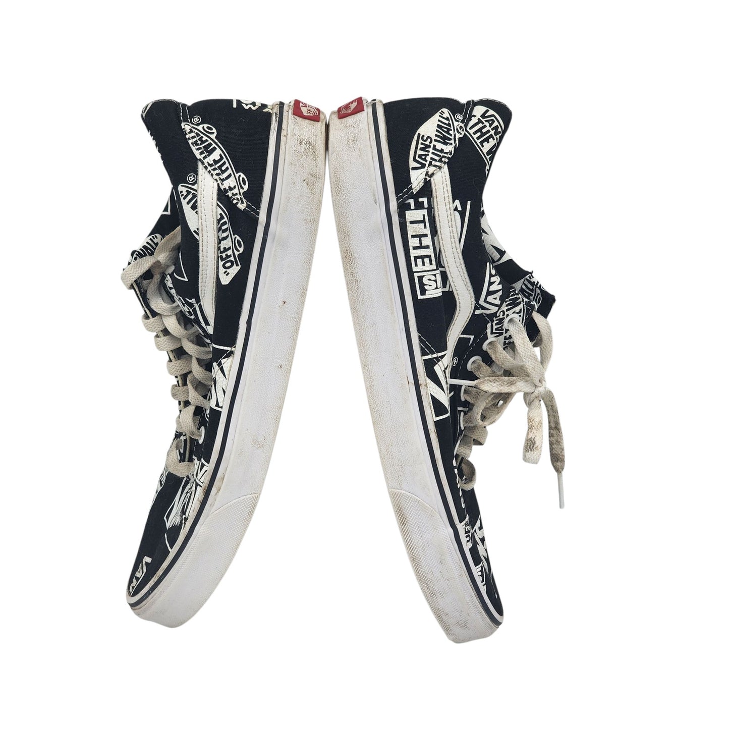 Vans Shoes Black White Print Sneakers Mens 12 Low Top Skate Streetwear 500714