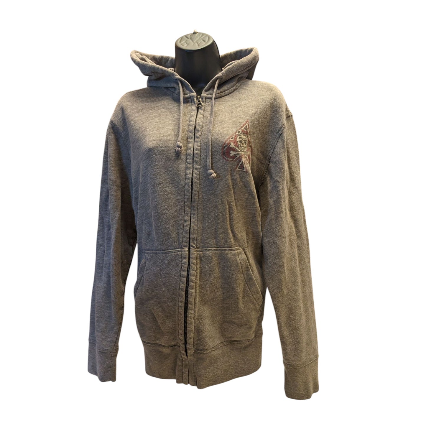 Lucky Brand Hoodie Women Large Men Medium Skull Spade California Sweatshirt