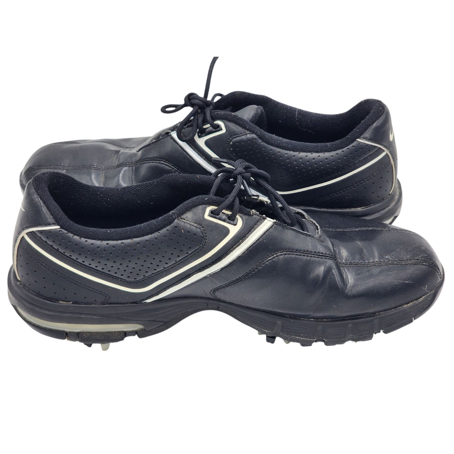 Nike Golf Shoes Mens 9 Air Rival Plus Black Leather Spiked Cleats 552083-001