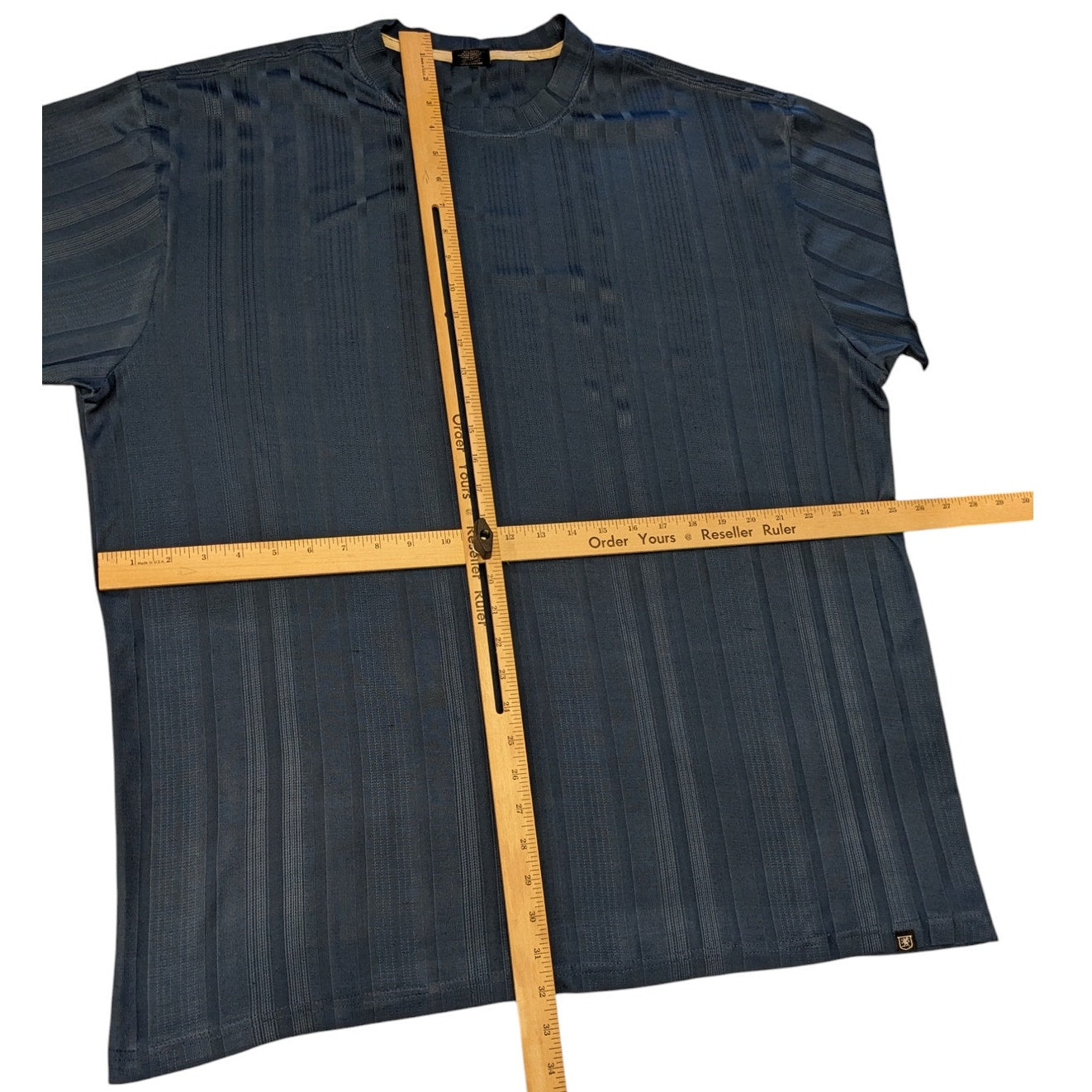 Stacy Adams Shirt Mens 3XLT Textured Blue Striped Short Sleeve Crew Neck