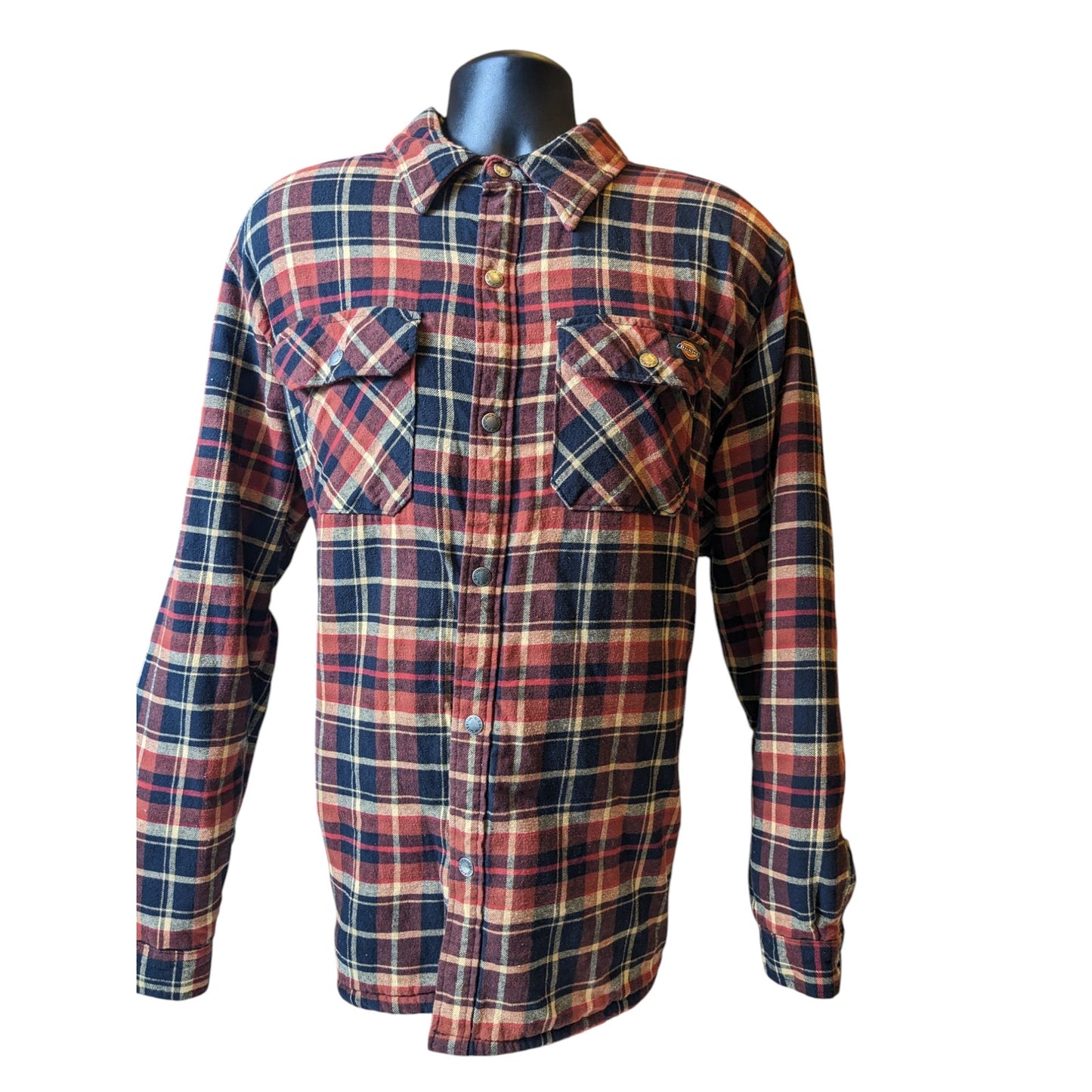 Dickies Sherpa Lined Flannel Jacket Mens XL Plaid Snap Warm Heavyweight Workwear