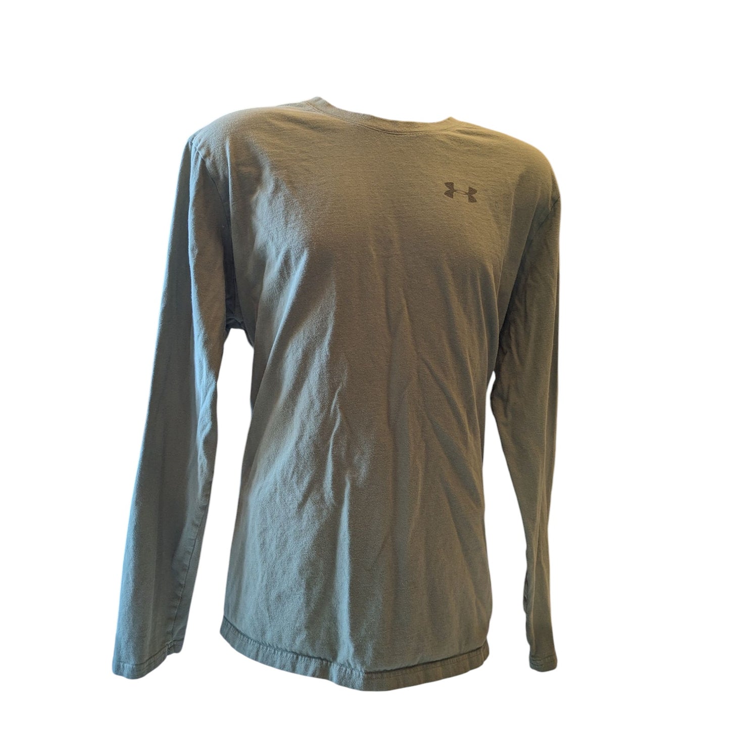 Under Armour Shirt Men XL Long Sleeve Loose Fit HeatGear Green Graphic Gym Eagle