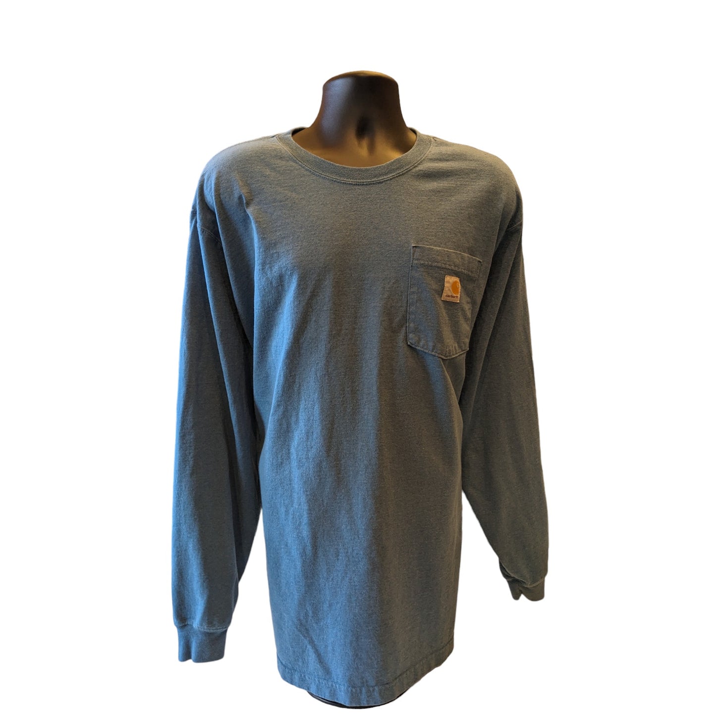 Carhartt Shirt Mens 2XL Blue Long Sleeve Original Fit Pocket Tee Workwear Rugged