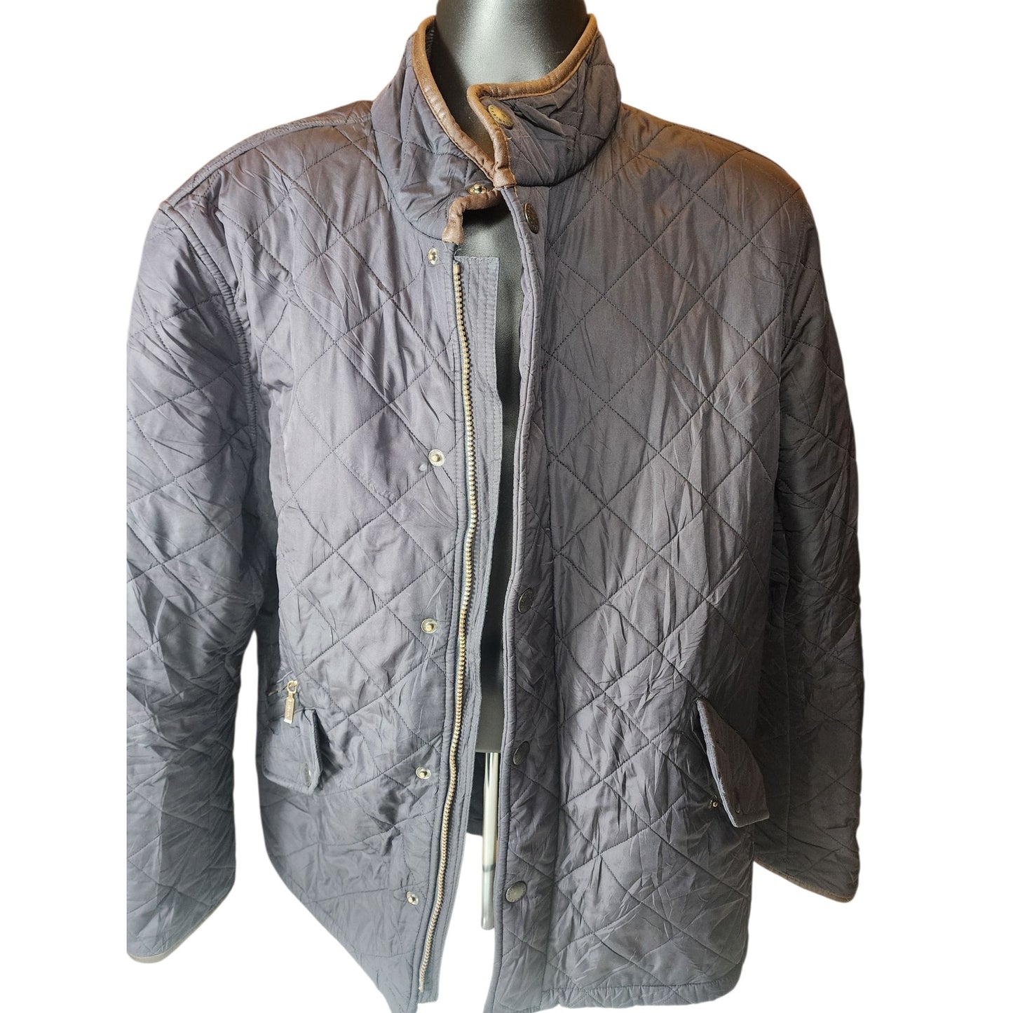 Barbour Quilted Jacket Mens Medium Navy Blue Classic Country Heritage British