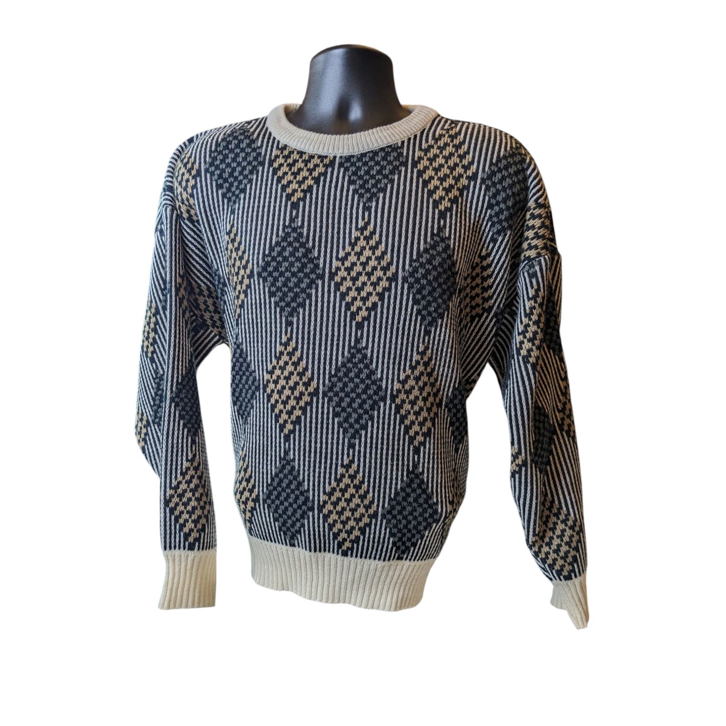 Vintage S.Wm Casuals Sweater Mens XL Geometric Knit Pullover Acrylic Retro