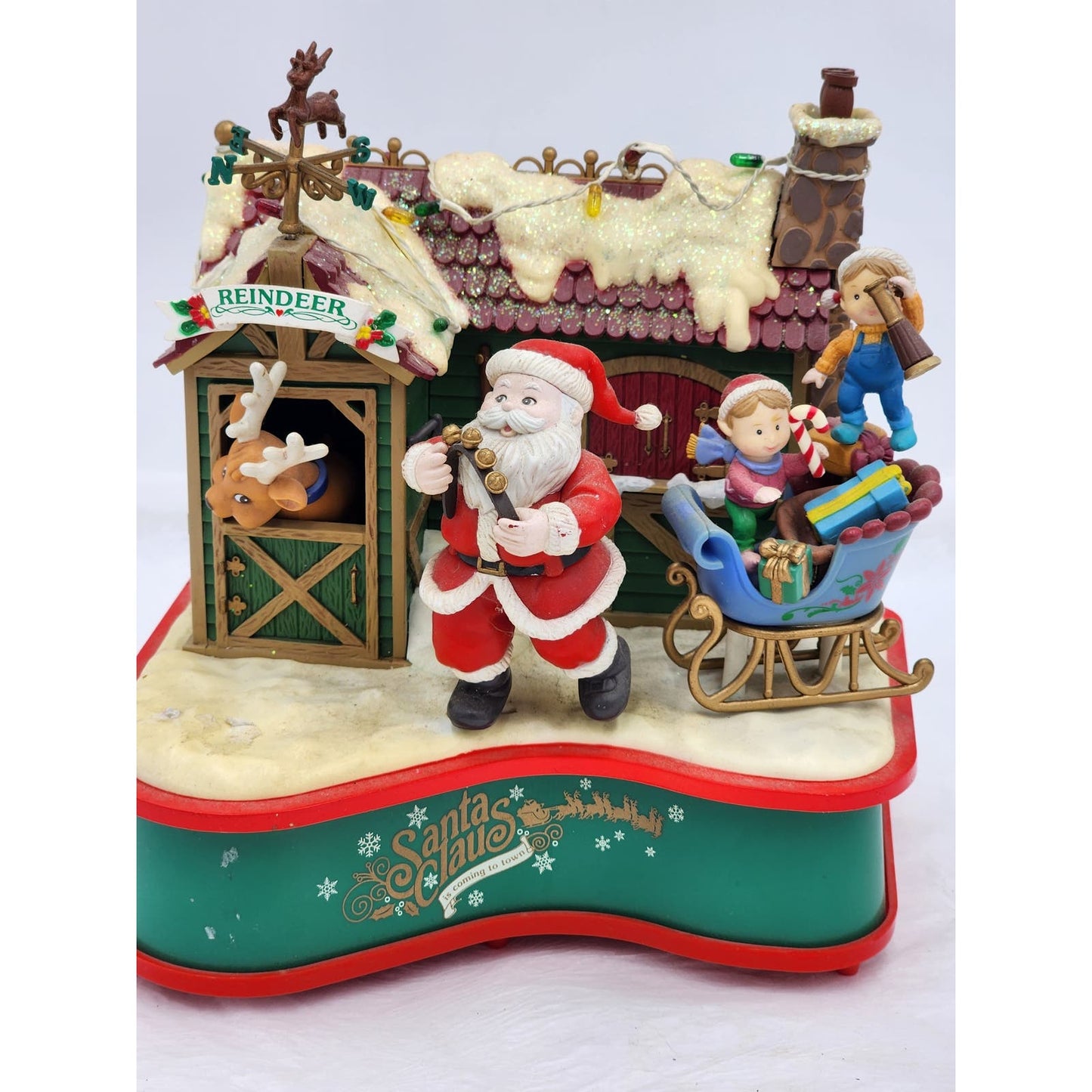 Lustre Fame Santa Claus Coming To Town Animated Music Box Holiday Vintage 1995