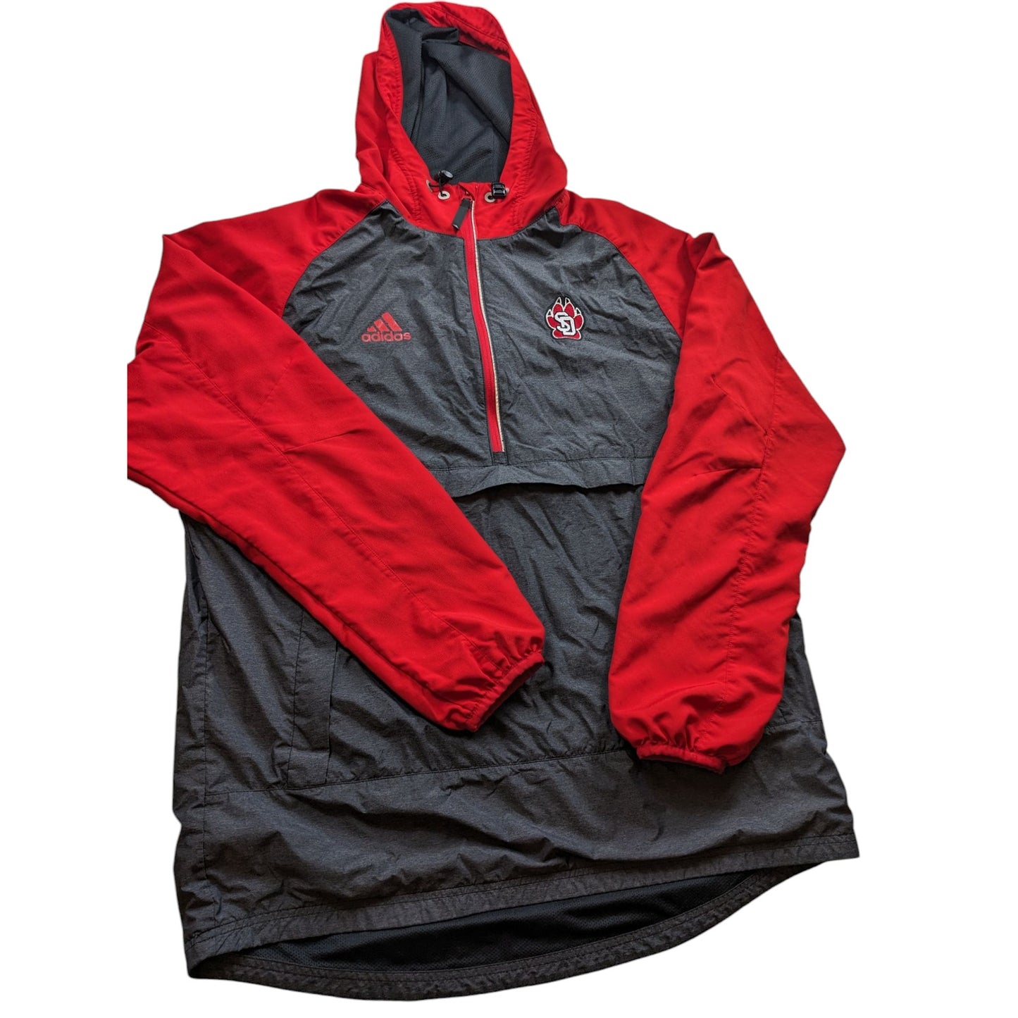 Adidas Windbreaker Hoodie Mens Large South Dakota Coyotes Pullover Jacket Team