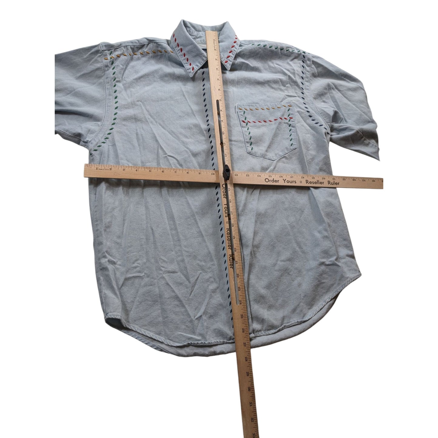 Vintage Solutions Denim Style Shirt Women Medium Embroidered Button Boho Western