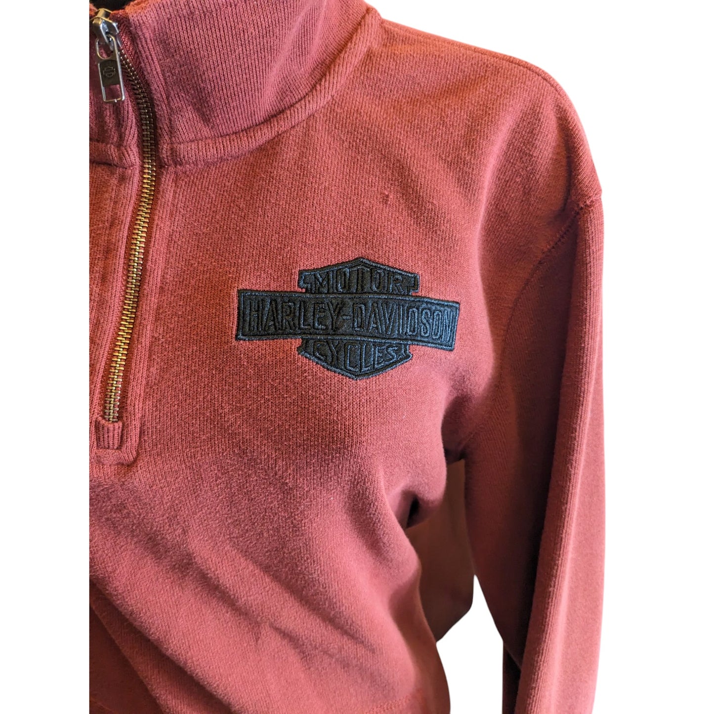 Harley Davidson Sweatshirt Men XL Fitted Women XL Zip Pullover Burgundy Maroon