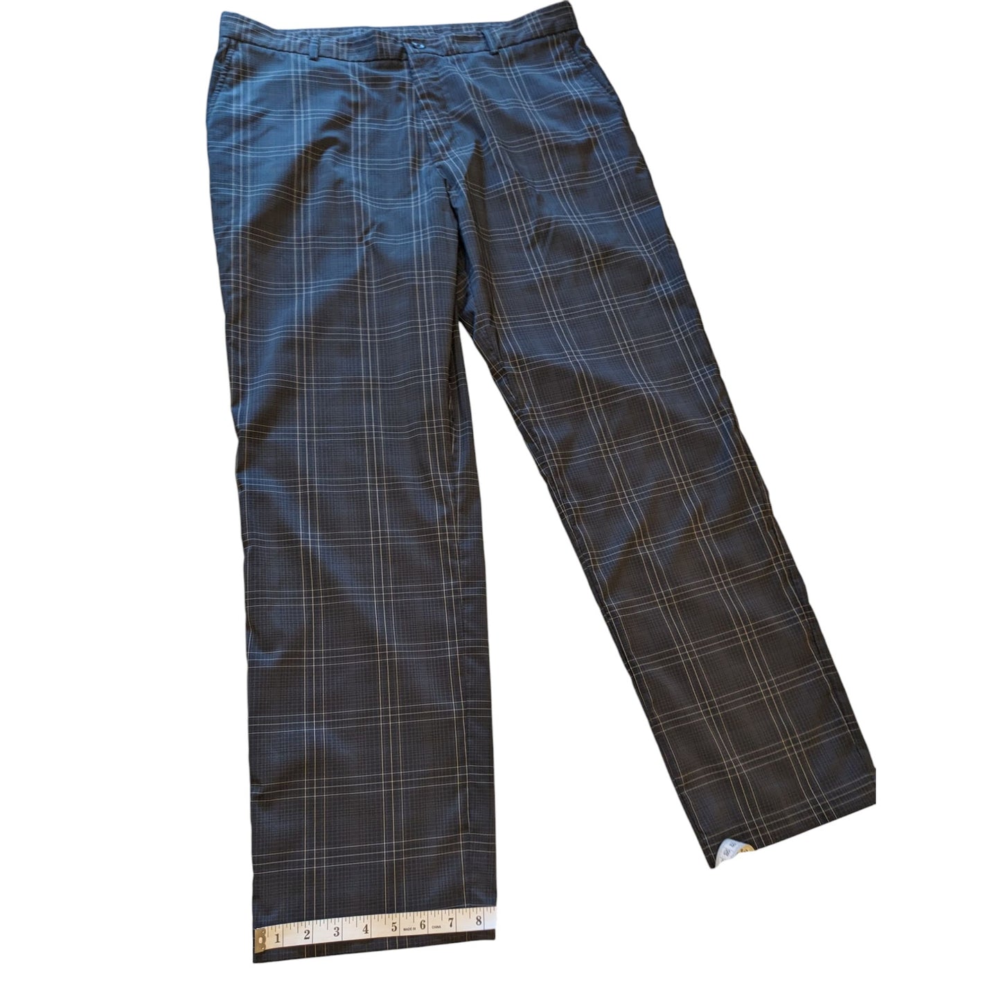 Slazenger Pants Mens 38x32 Plaid Golf Trousers Stretch Polyester Spandex Stretch