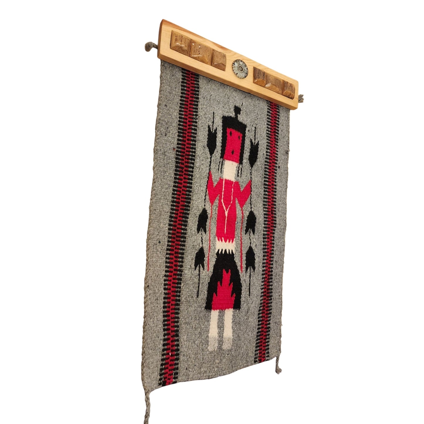 Native American Navajo Yei Wool Rug Handwoven Wall Hanging Southwestern 31x15