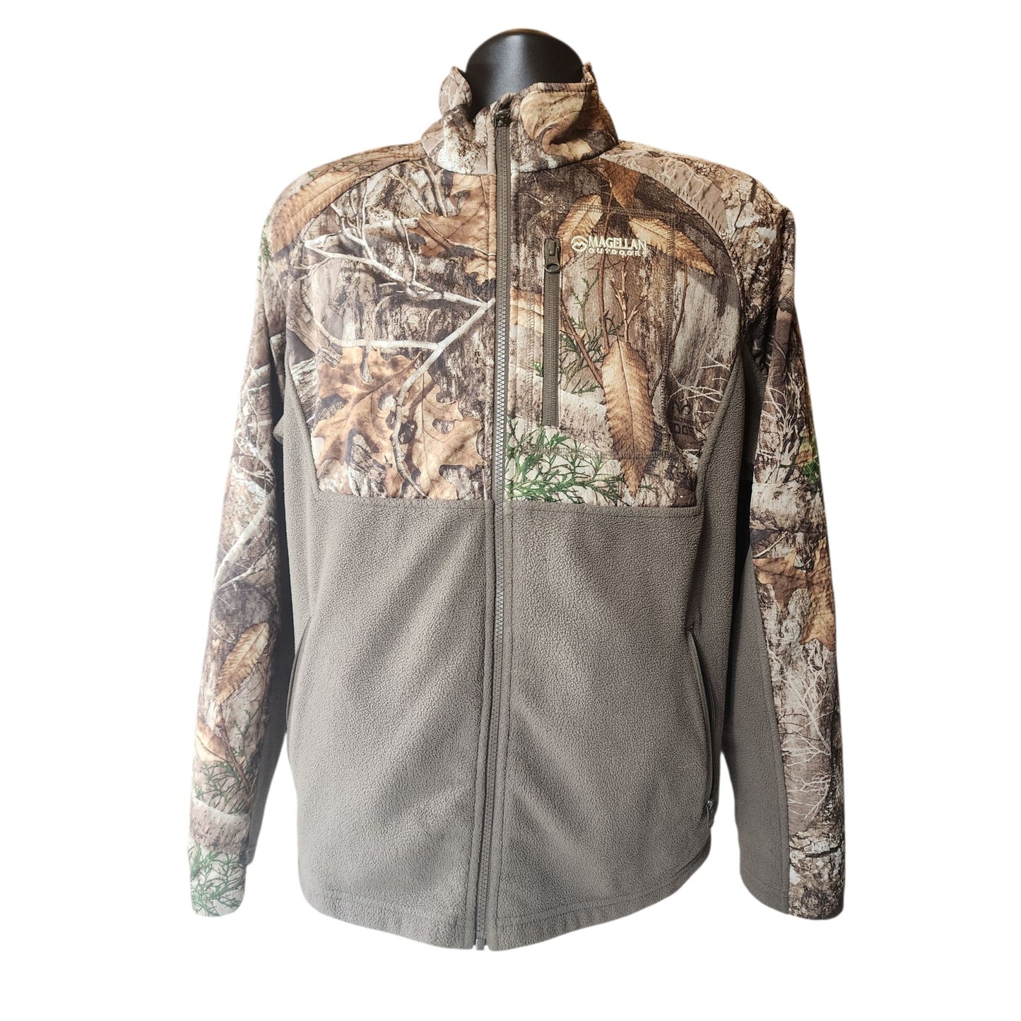 Magellan Outdoors Mens Large Realtree Edge Camo Zip Fleece Jacket Hunting Hiking
